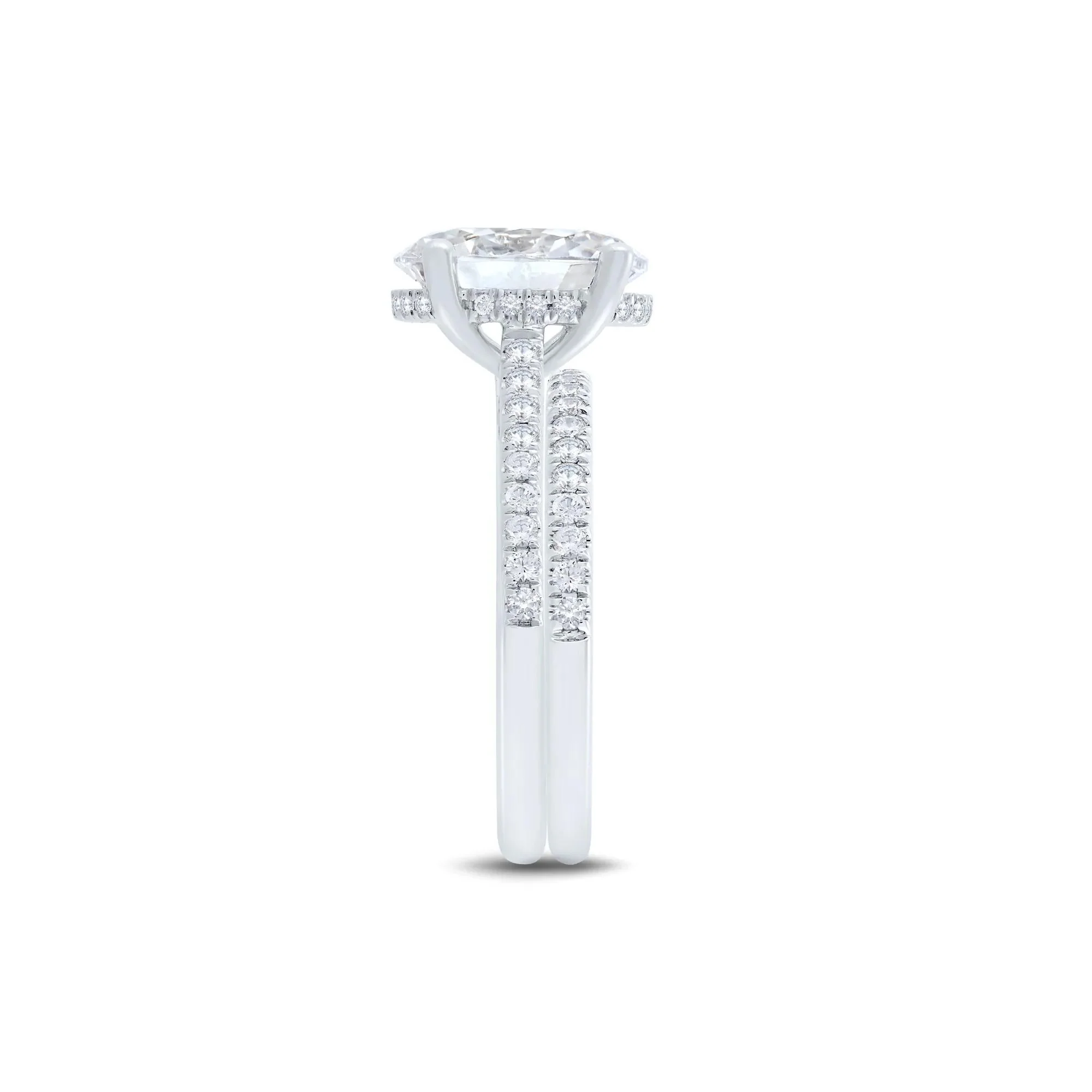 4 CT. Tw. Lab Grown Diamond Bridal Set 14K White Gold Ring Round Brilliant Cut Size 6 1mm - Image 3