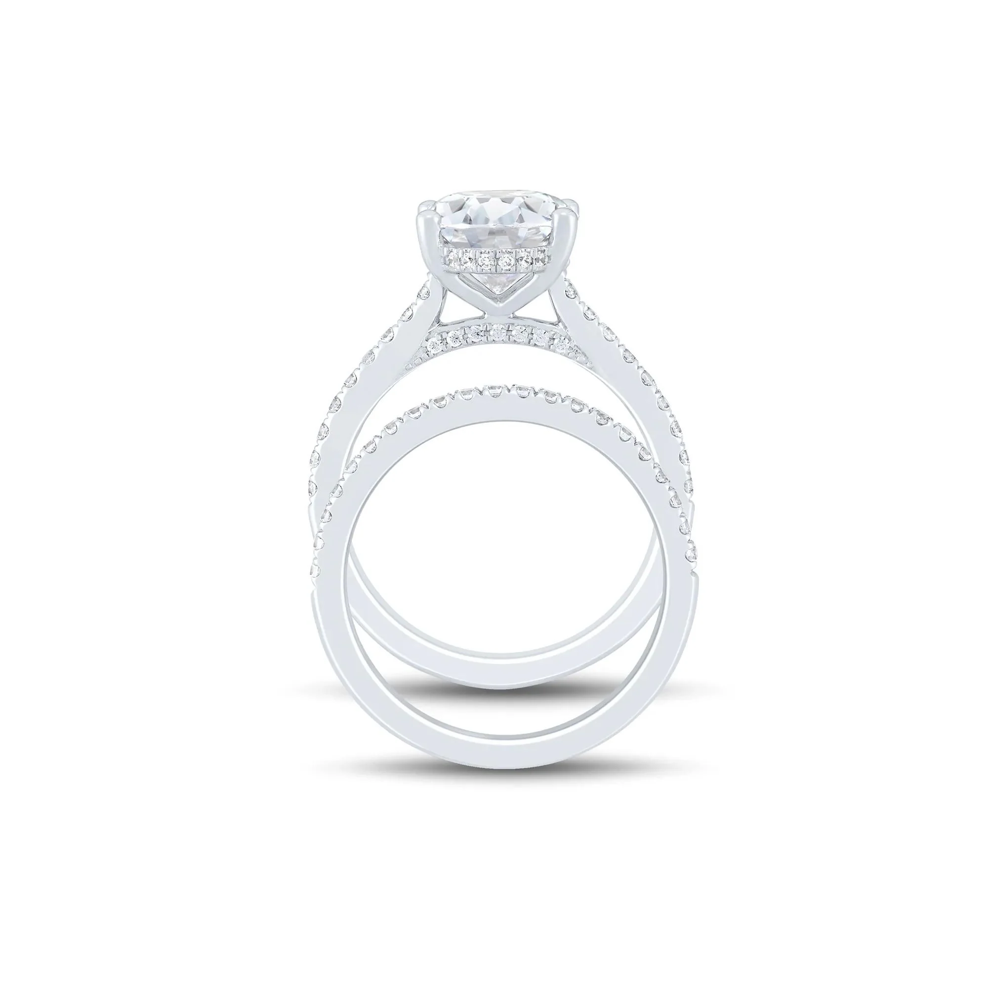 4 CT. Tw. Lab Grown Diamond Bridal Set 14K White Gold Ring Round Brilliant Cut Size 8 1mm - Image 2