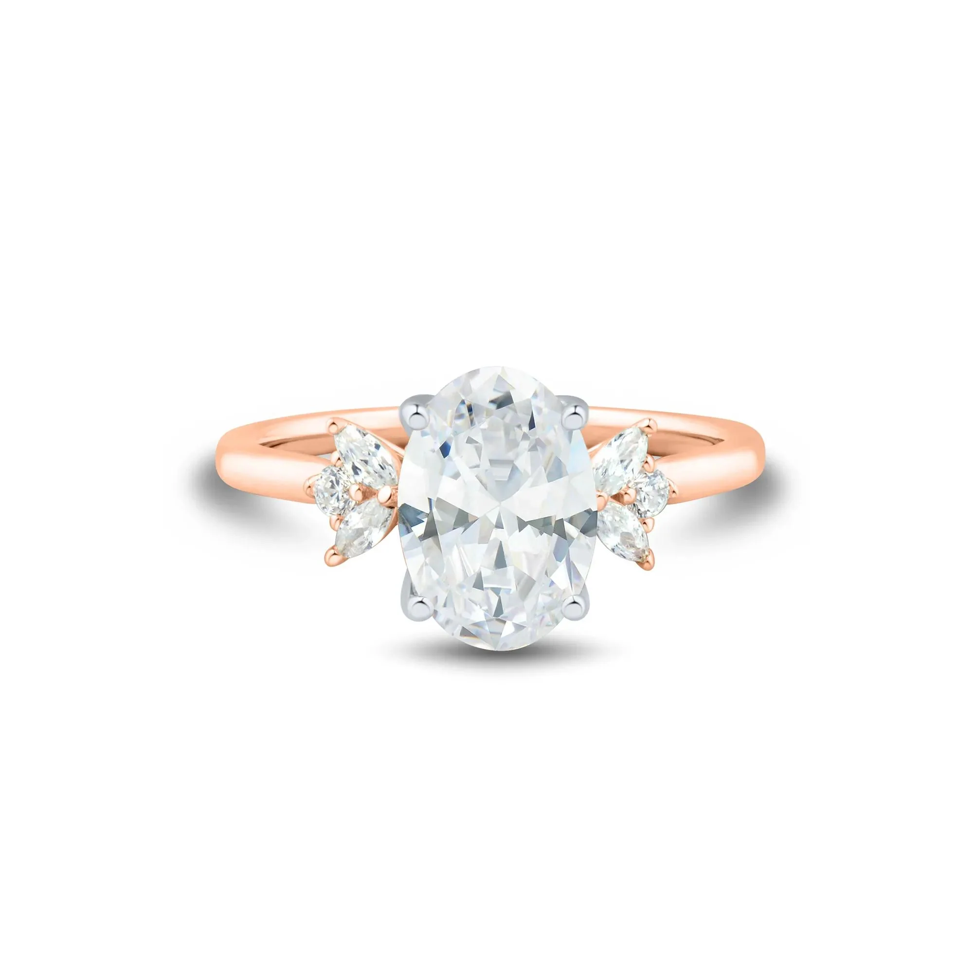 2 1/3 CT. Tw. Lab Grown Diamond Engagement Ring 14K Rose Gold & 14K White Gold Round Brilliant Cut Size 8 1mm