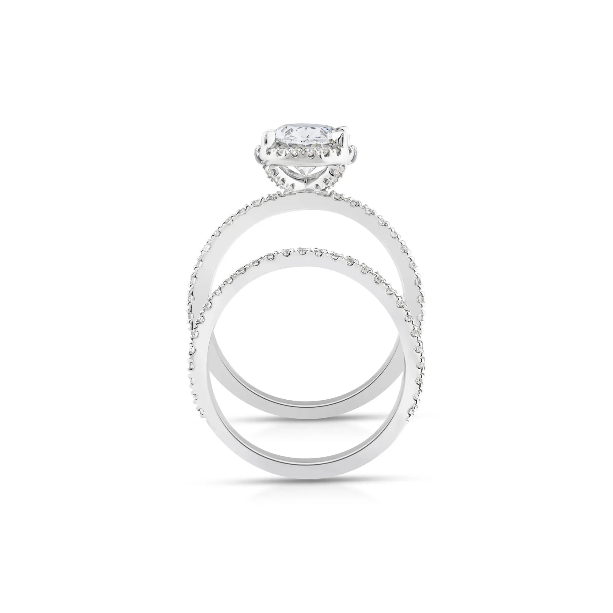 2 3/4 CT. Tw. Lab Grown Diamond Oval-Shaped Halo Bridal Set 14K White Gold Ring Round Brilliant Cut Size 8 1mm - Image 2