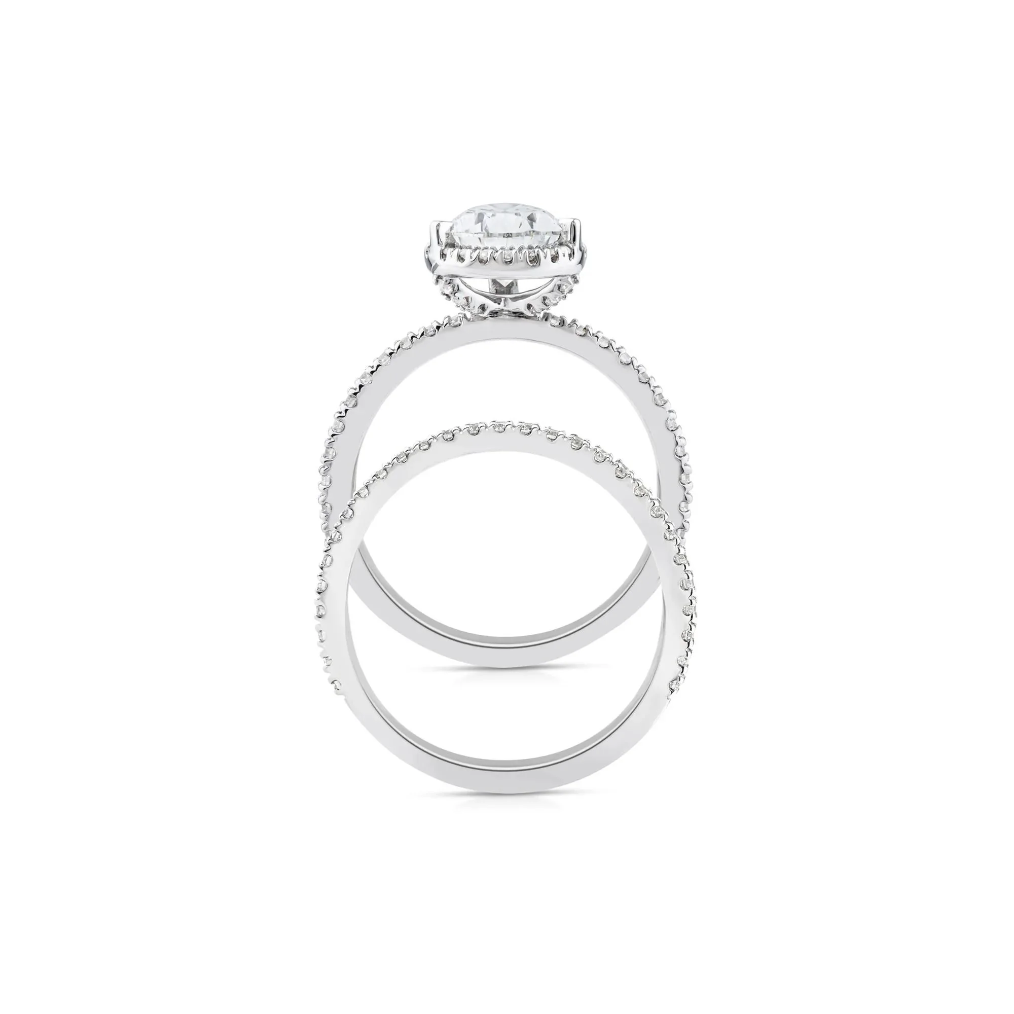 2 3/4 CT. Tw. Lab Grown Diamond Pear-Shaped Halo Bridal Set 14K White Gold Ring Round Brilliant Cut Size 9 1mm - Image 2