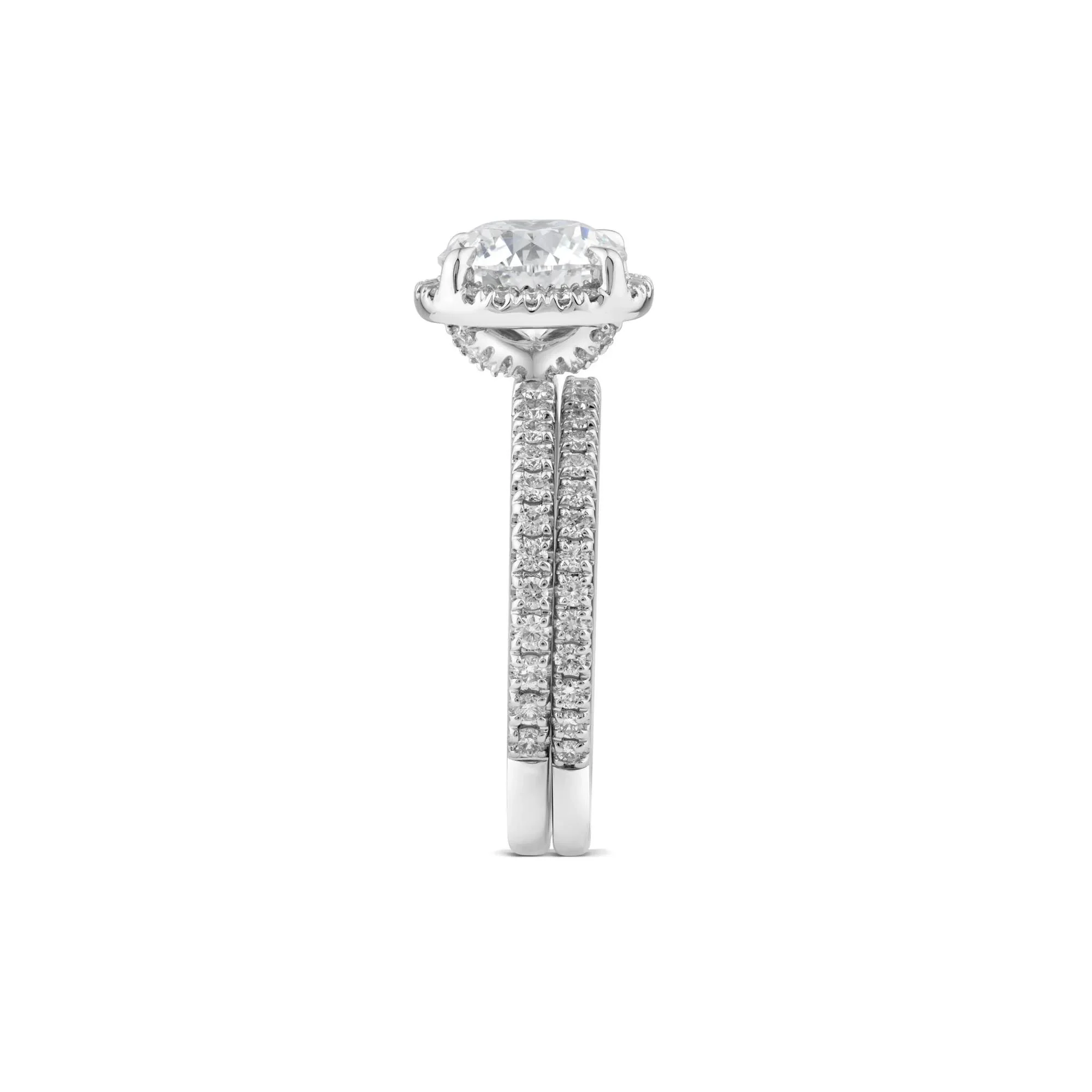 2 3/4 CT. Tw. Lab Grown Diamond Round Halo Bridal Set 14K White Gold Ring Round Brilliant Cut Size 6 10mm - Image 3