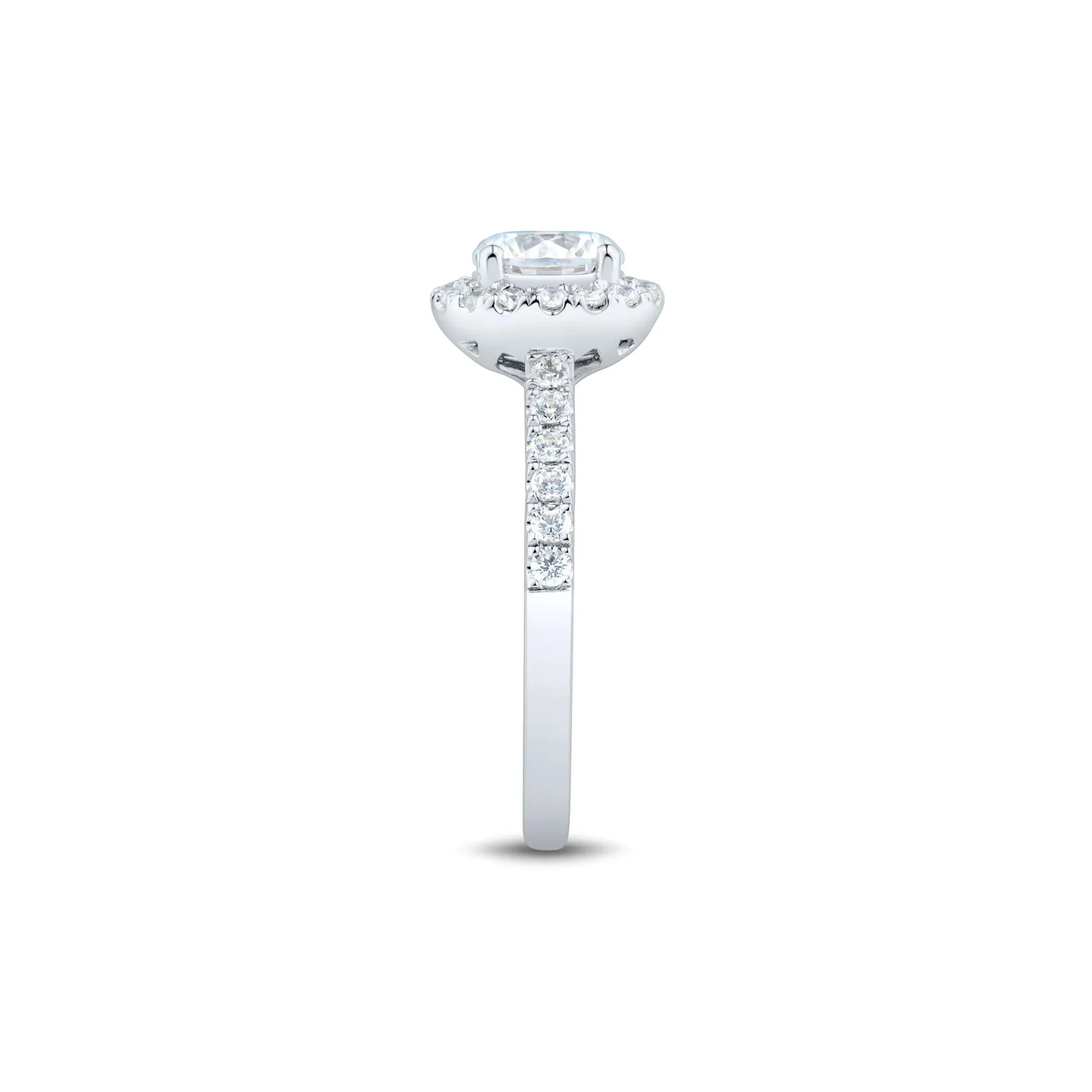 1/2 CT. Tw. Lab Grown Diamond Round Halo Engagement Ring 14K White Gold Round Brilliant Cut Size 7.5 1mm - Image 3