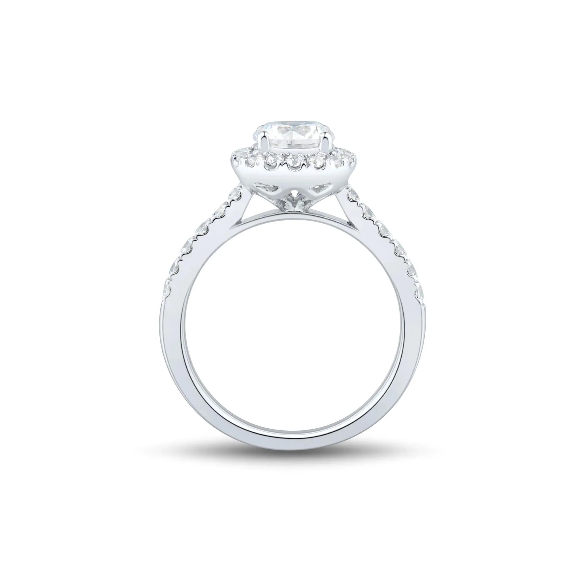 1/2 CT. Tw. Lab Grown Diamond Round Halo Engagement Ring 14K White Gold Round Brilliant Cut Size 9 1mm - Image 2