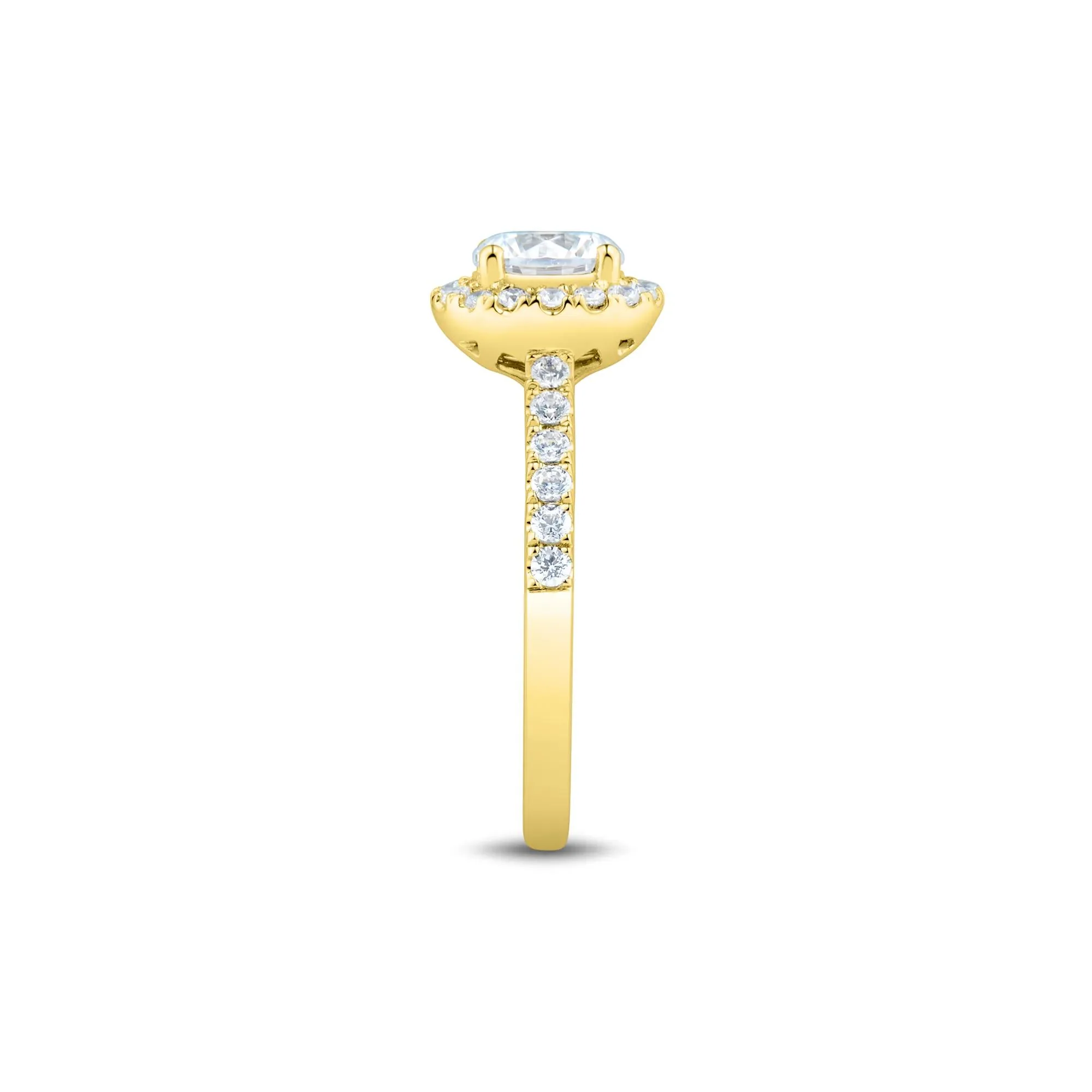 1/2 CT. Tw. Lab Grown Diamond Round Halo Engagement Ring 14K Yellow Gold Round Brilliant Cut Size 5.5 1mm - Image 3