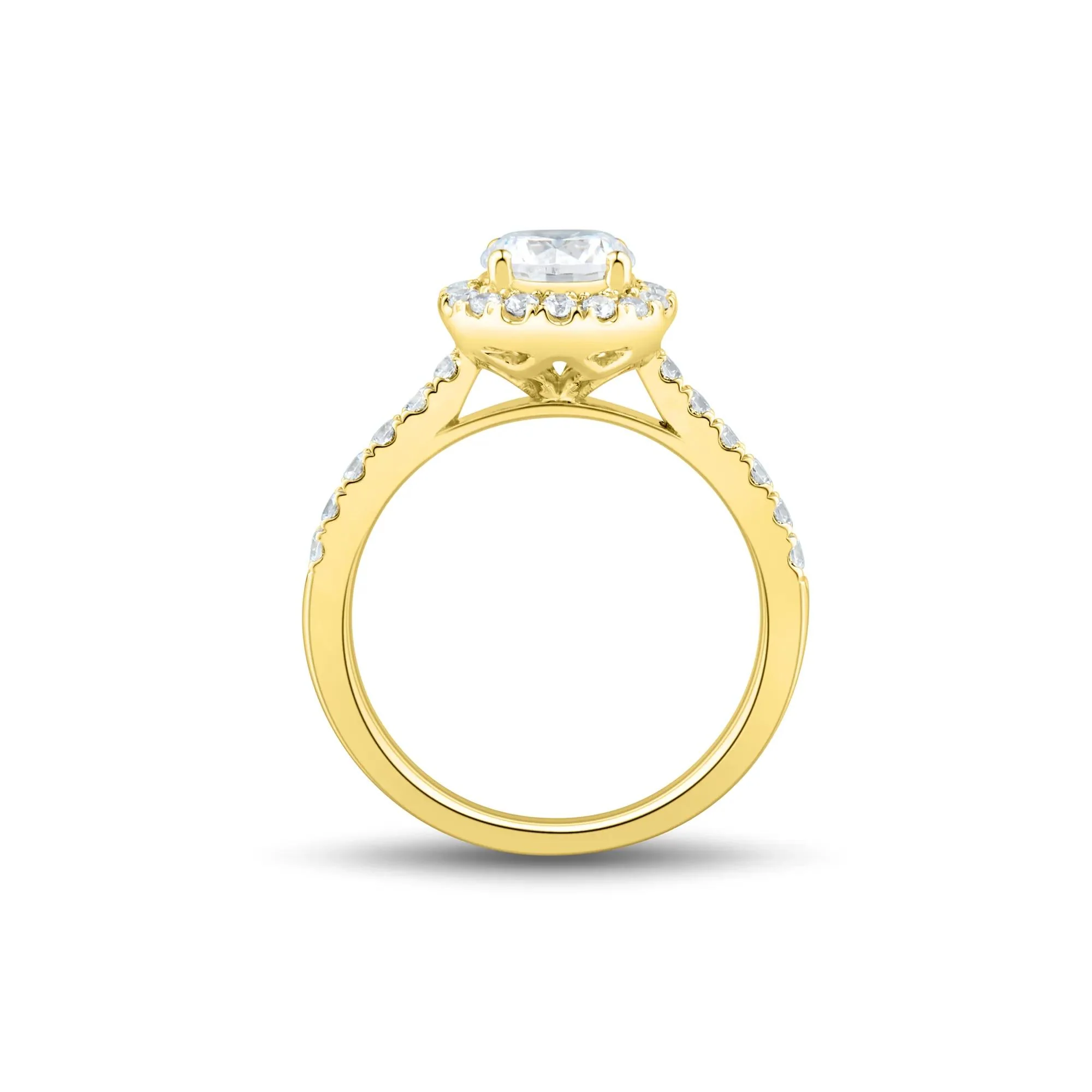 1/2 CT. Tw. Lab Grown Diamond Round Halo Engagement Ring 14K Yellow Gold Round Brilliant Cut Size 7 1mm - Image 2