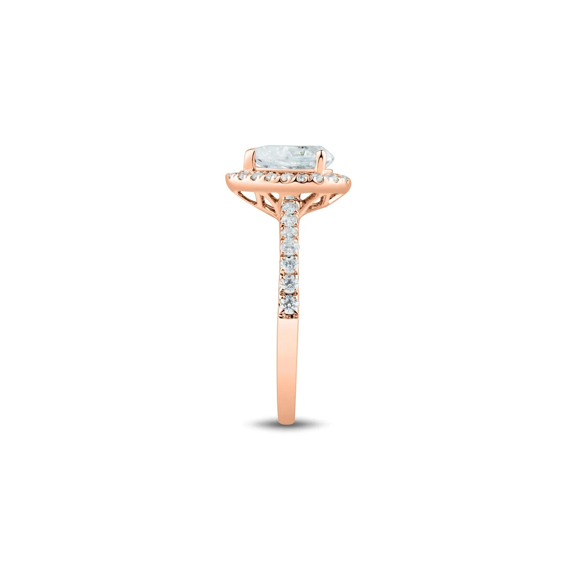 1/2 CT. Tw. Pear-Shaped Lab Grown Diamond Halo Engagement Ring 14K Rose Gold Round Brilliant Cut Size 6.5 1mm - Image 3