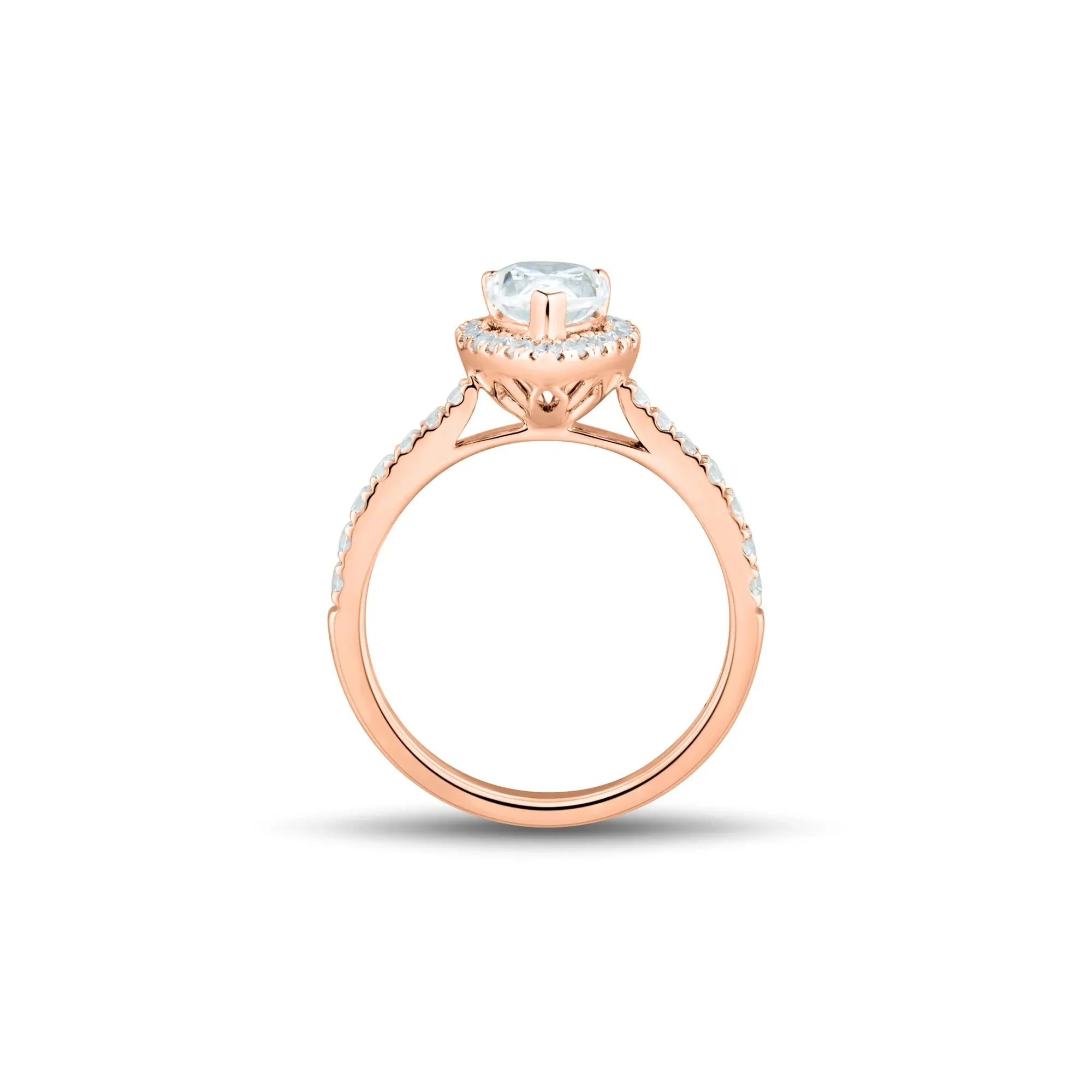 1/2 CT. Tw. Pear-Shaped Lab Grown Diamond Halo Engagement Ring 14K Rose Gold Round Brilliant Cut Size 7.5 1mm - Image 2