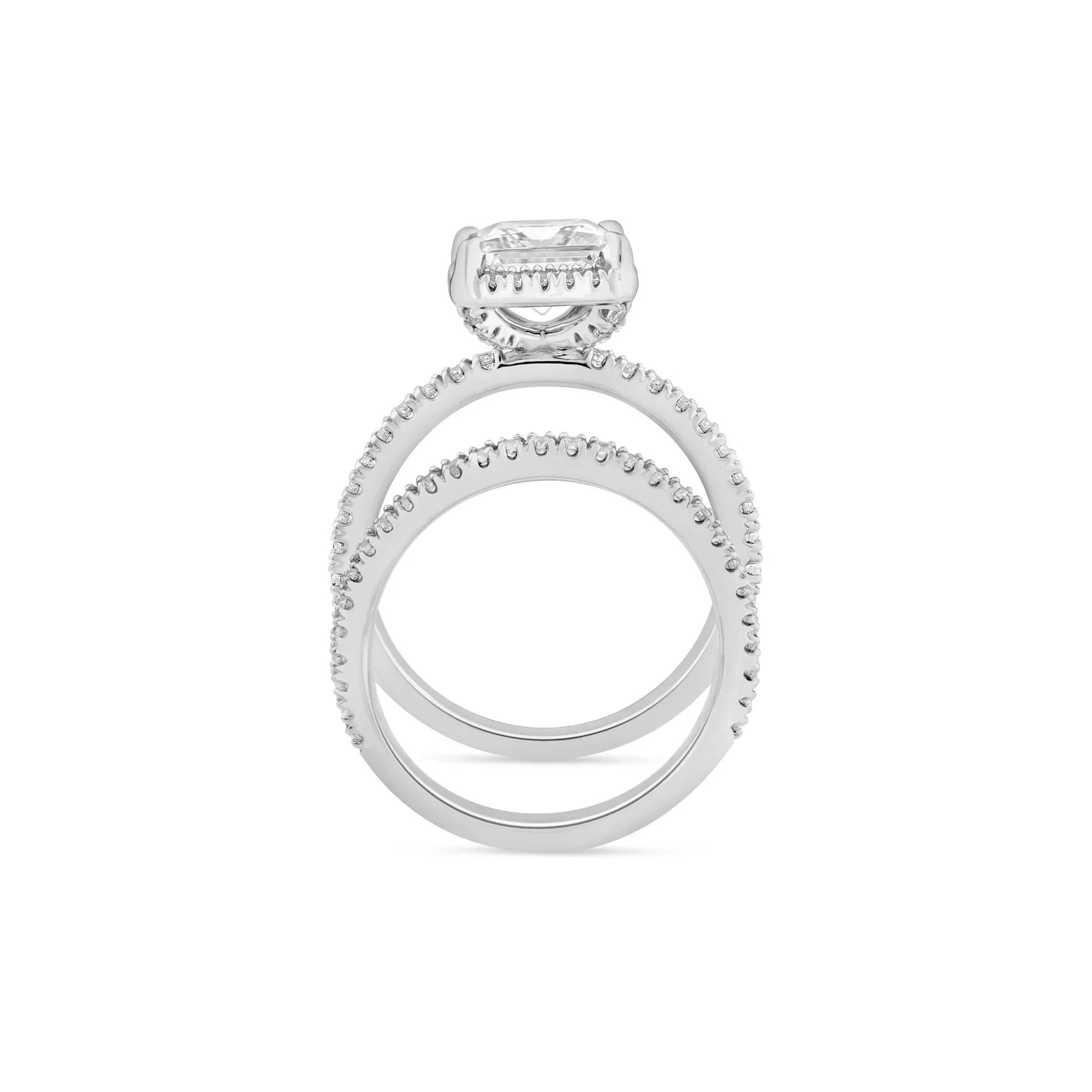 2 3/4 CT. Tw. Lab Grown Diamond Princess-Cut Halo Bridal Set 14K White Gold Ring Size 6.5 1mm - Image 2