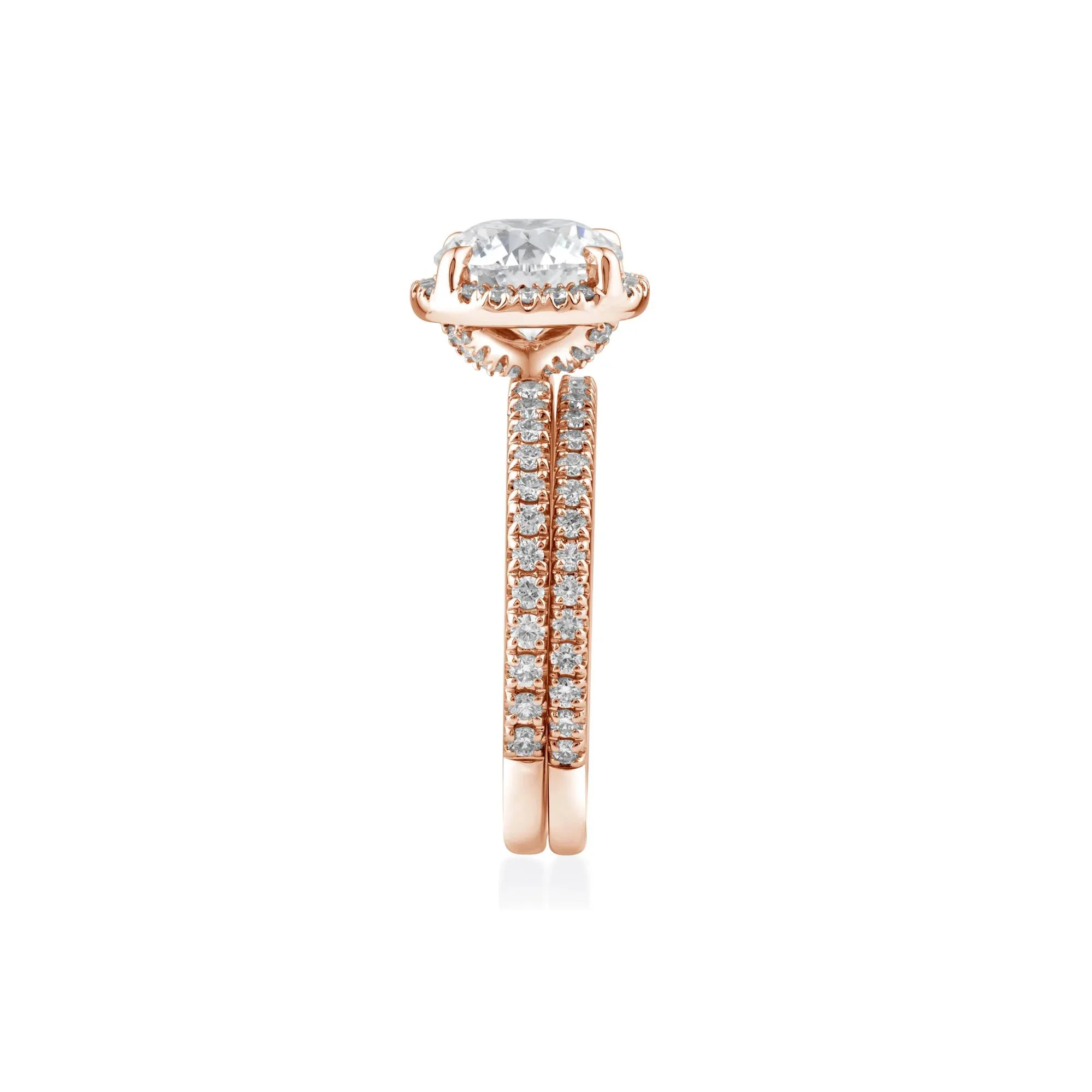 2 3/4 CT. Tw. Lab Grown Diamond Round Halo Bridal Set 14K Rose Gold Ring Round Brilliant Cut Size 6 10mm - Image 3