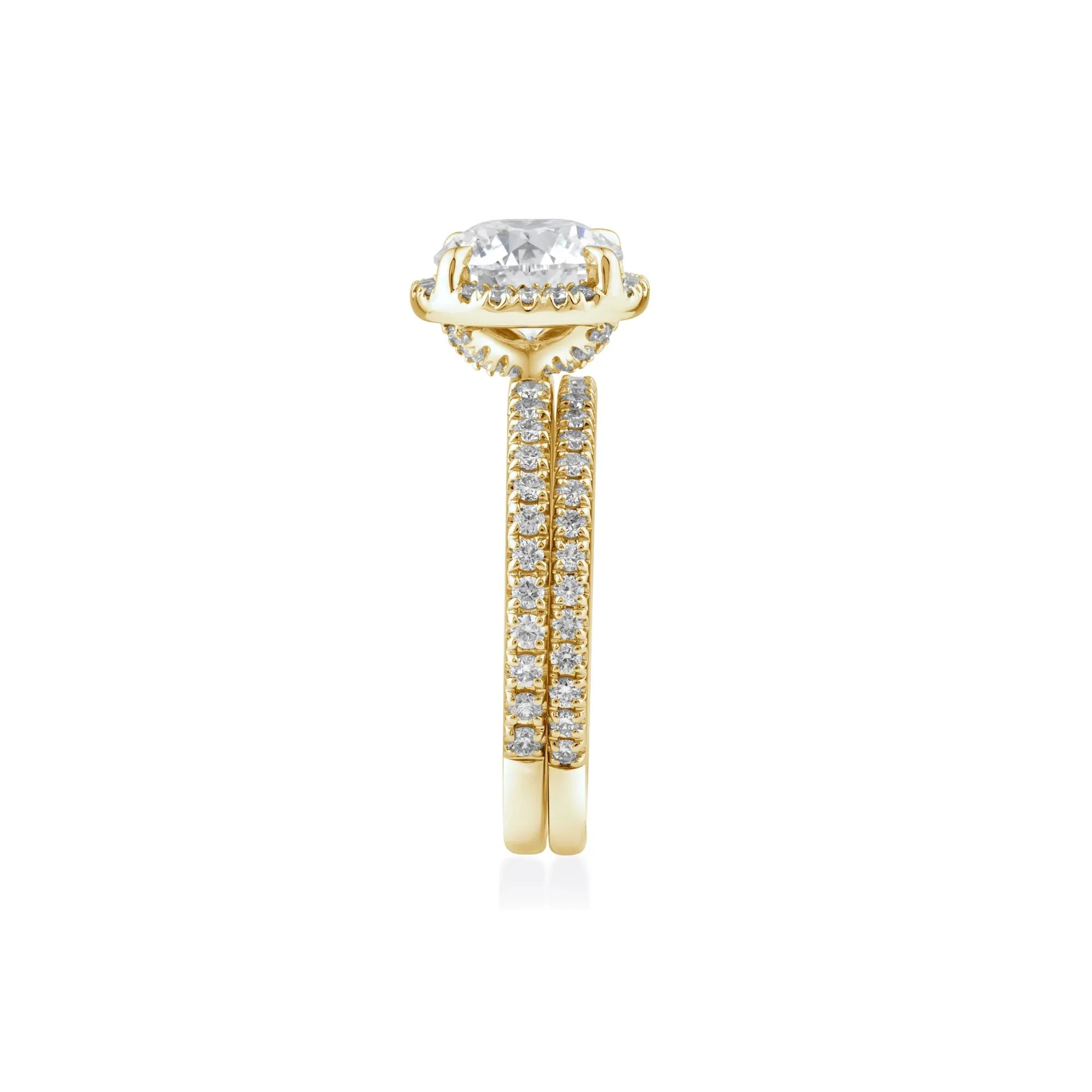2 3/4 CT. Tw. Lab Grown Diamond Round Halo Bridal Set 14K Yellow Gold Ring Round Brilliant Cut Size 6.5 10mm - Image 3