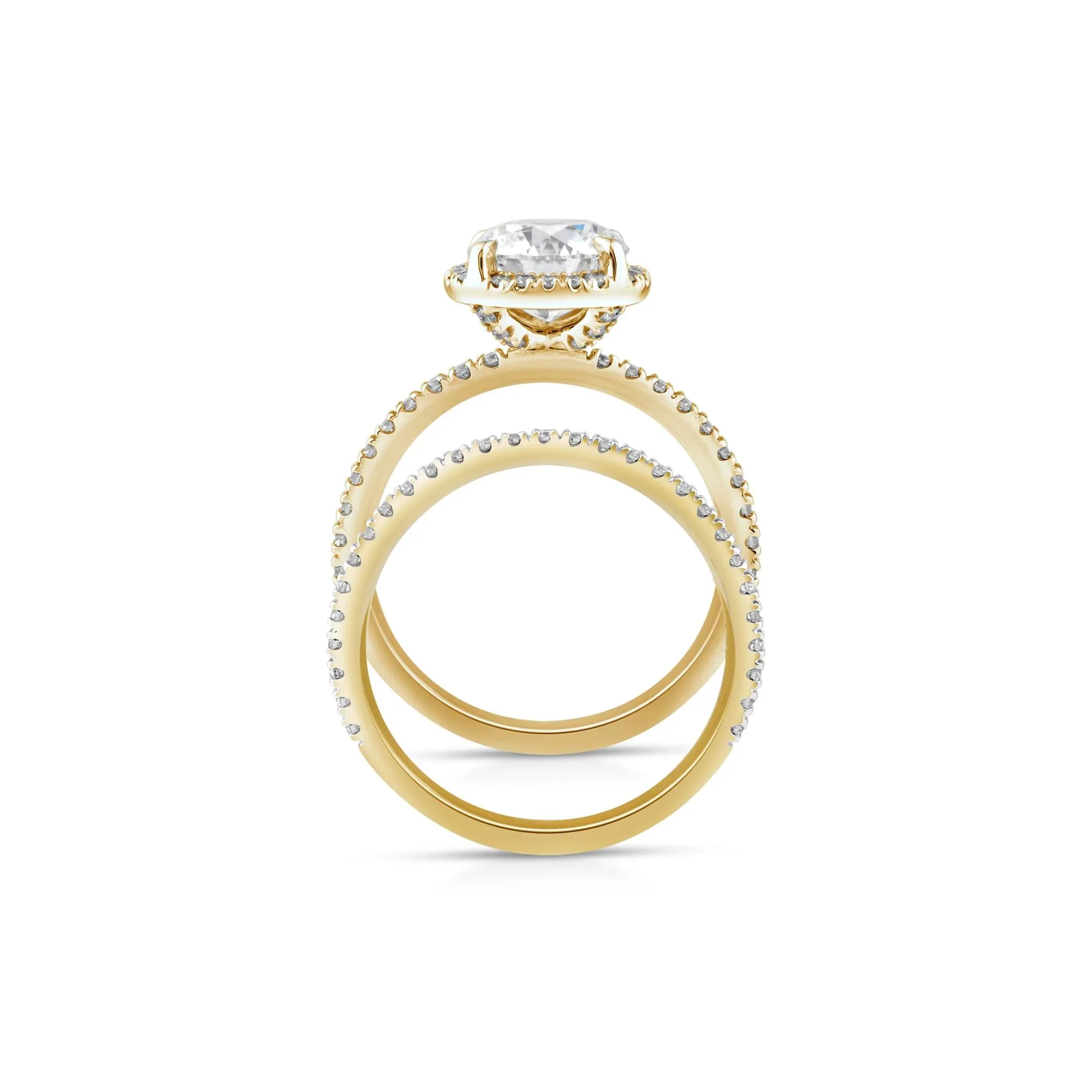 2 3/4 CT. Tw. Lab Grown Diamond Round Halo Bridal Set 14K Yellow Gold Ring Round Brilliant Cut Size 8.5 10mm - Image 2