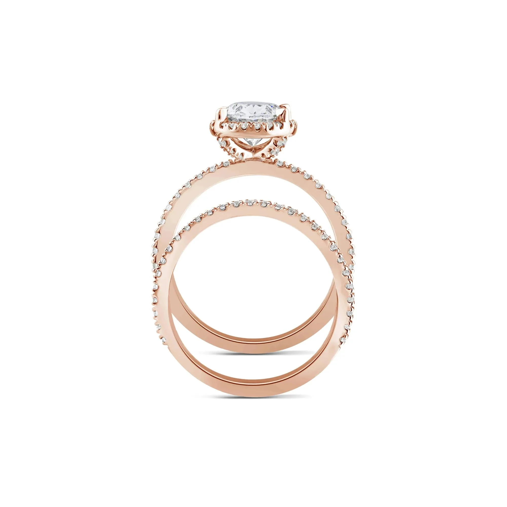 2 3/4 CT. Tw. Lab Grown Diamond Oval-Shaped Halo Bridal Set 14K Rose Gold Ring Round Brilliant Cut Size 5.5 1mm - Image 2