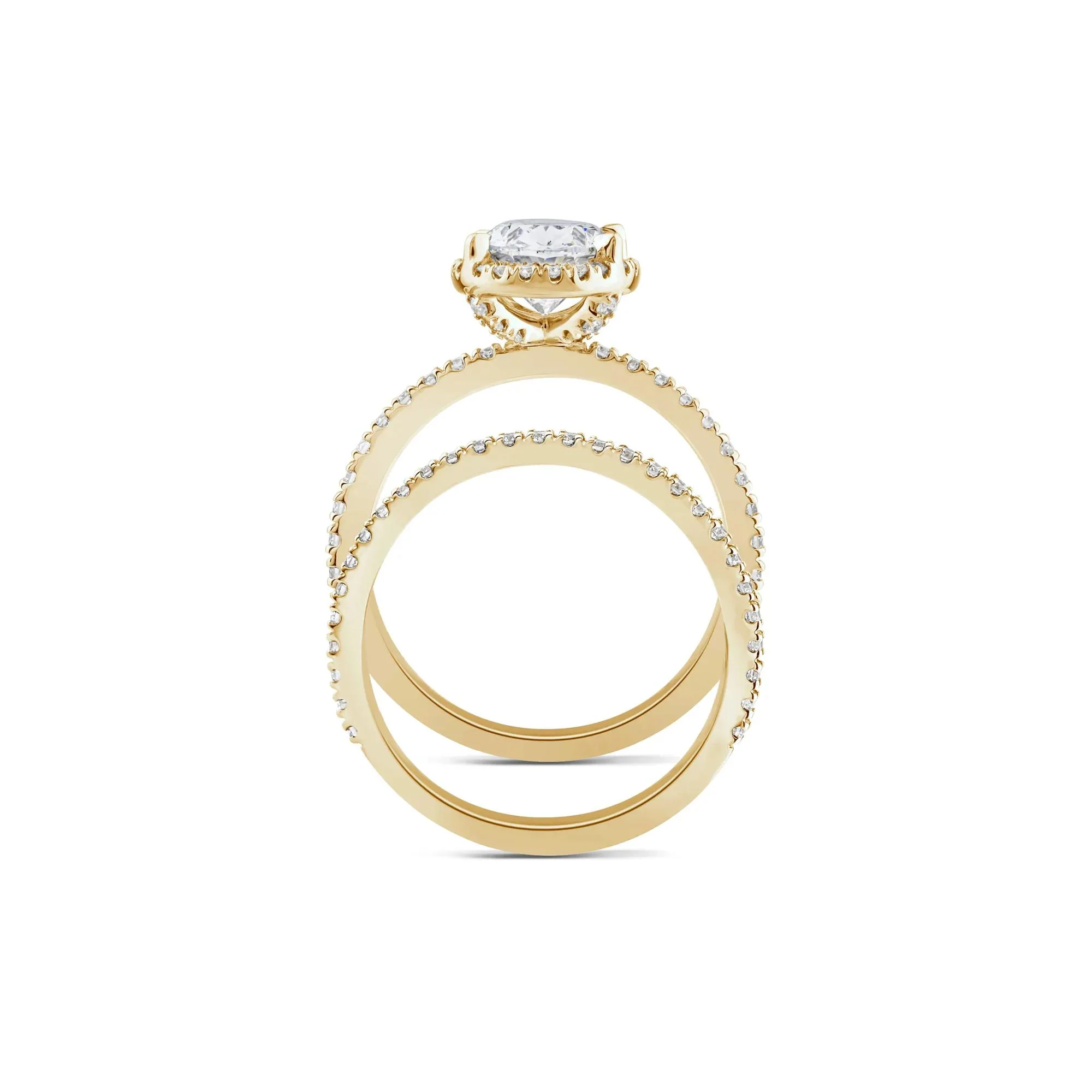 2 3/4 CT. Tw. Lab Grown Diamond Oval-Shaped Halo Bridal Set 14K Yellow Gold Ring Size 5.5 1mm - Image 2