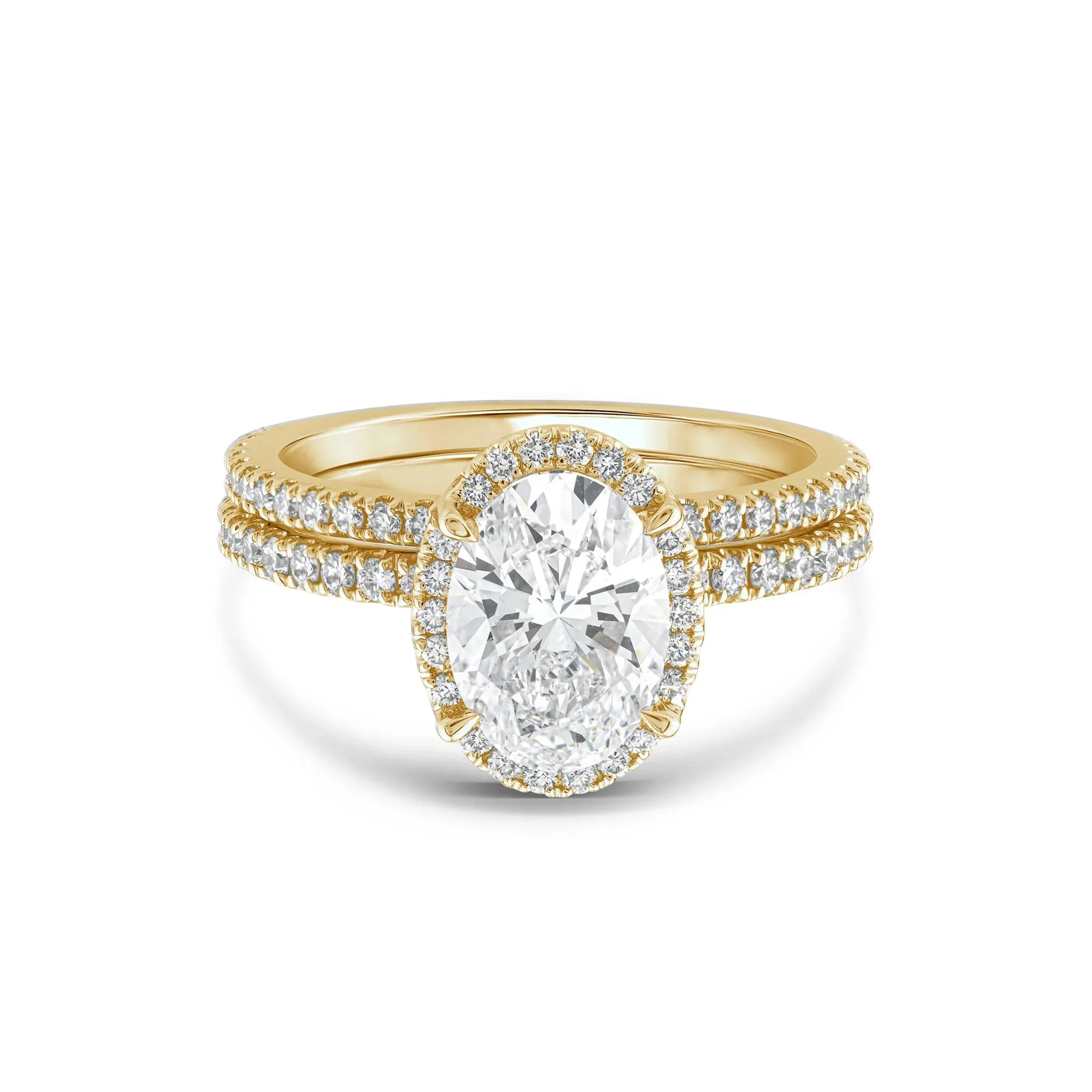 2 3/4 CT. Tw. Lab Grown Diamond Oval-Shaped Halo Bridal Set 14K Yellow Gold Ring Size 8.5 1mm