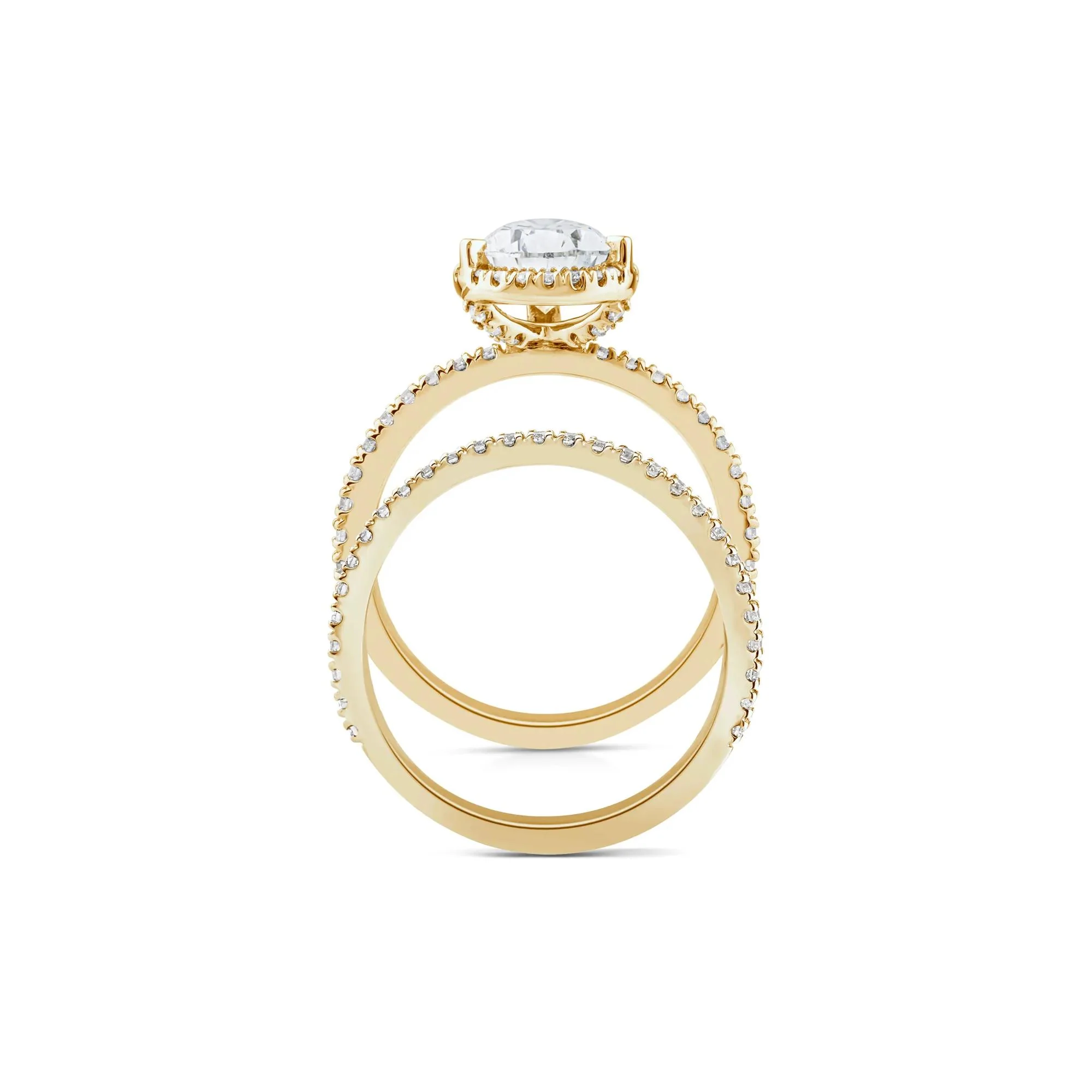 2 3/4 CT. Tw. Lab Grown Diamond Pear-Shaped Halo Bridal Set 14K Yellow Gold Ring Size 8.5 1mm - Image 2