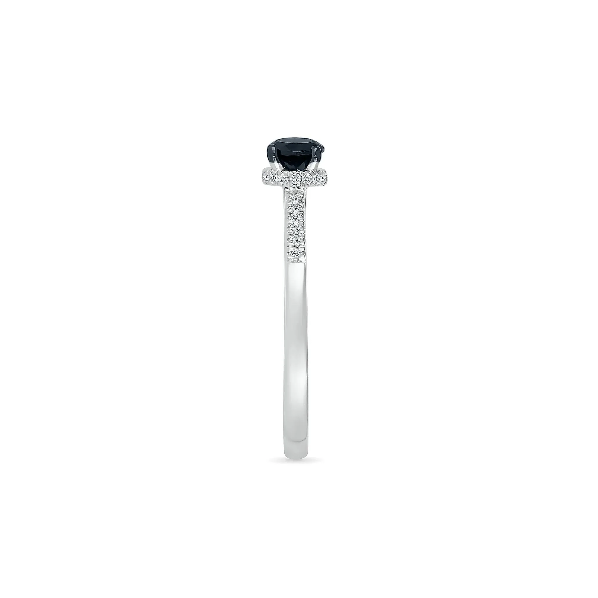 3/8 CT. Tw. Black and White Diamond Hidden Halo Ring 10K White Gold Round Brilliant Cut Size 4.5 - Image 3