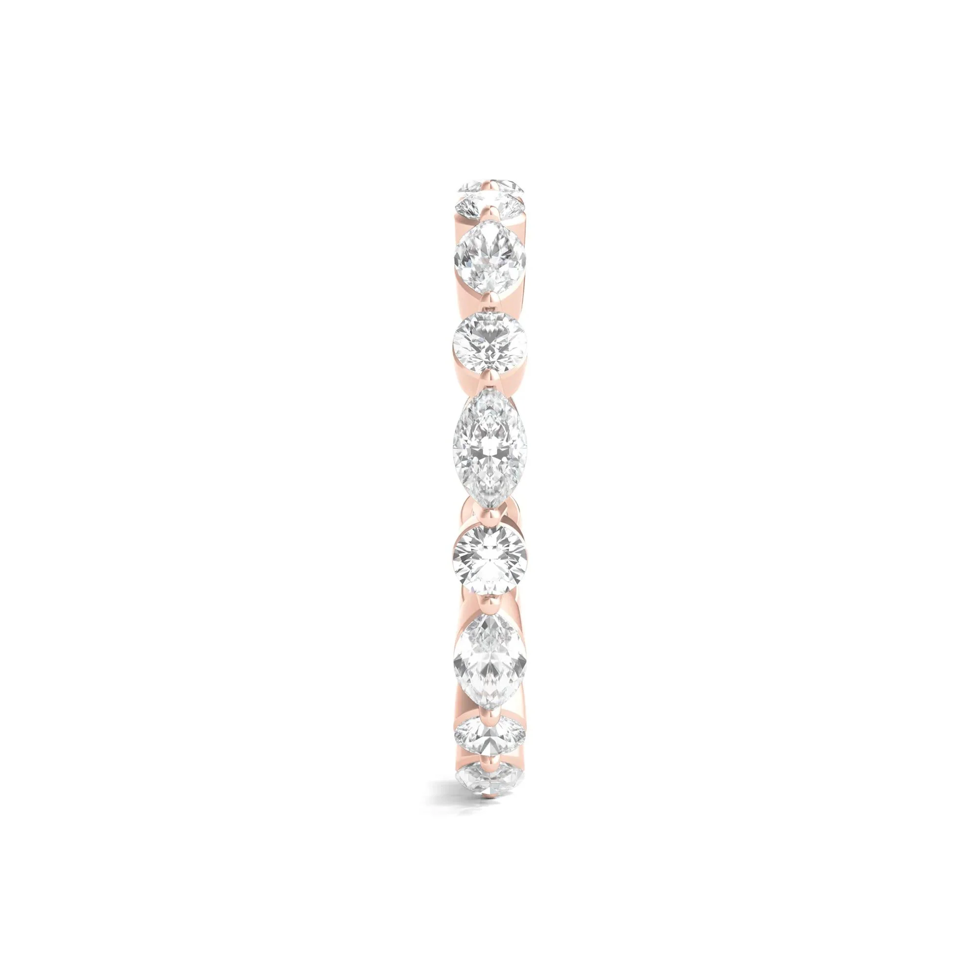 1/2 CT. Tw. Round and Marquise-Cut Lab Grown Diamond Eternity Band Ring 14K Rose Gold Size 4.5 2mm - Image 3