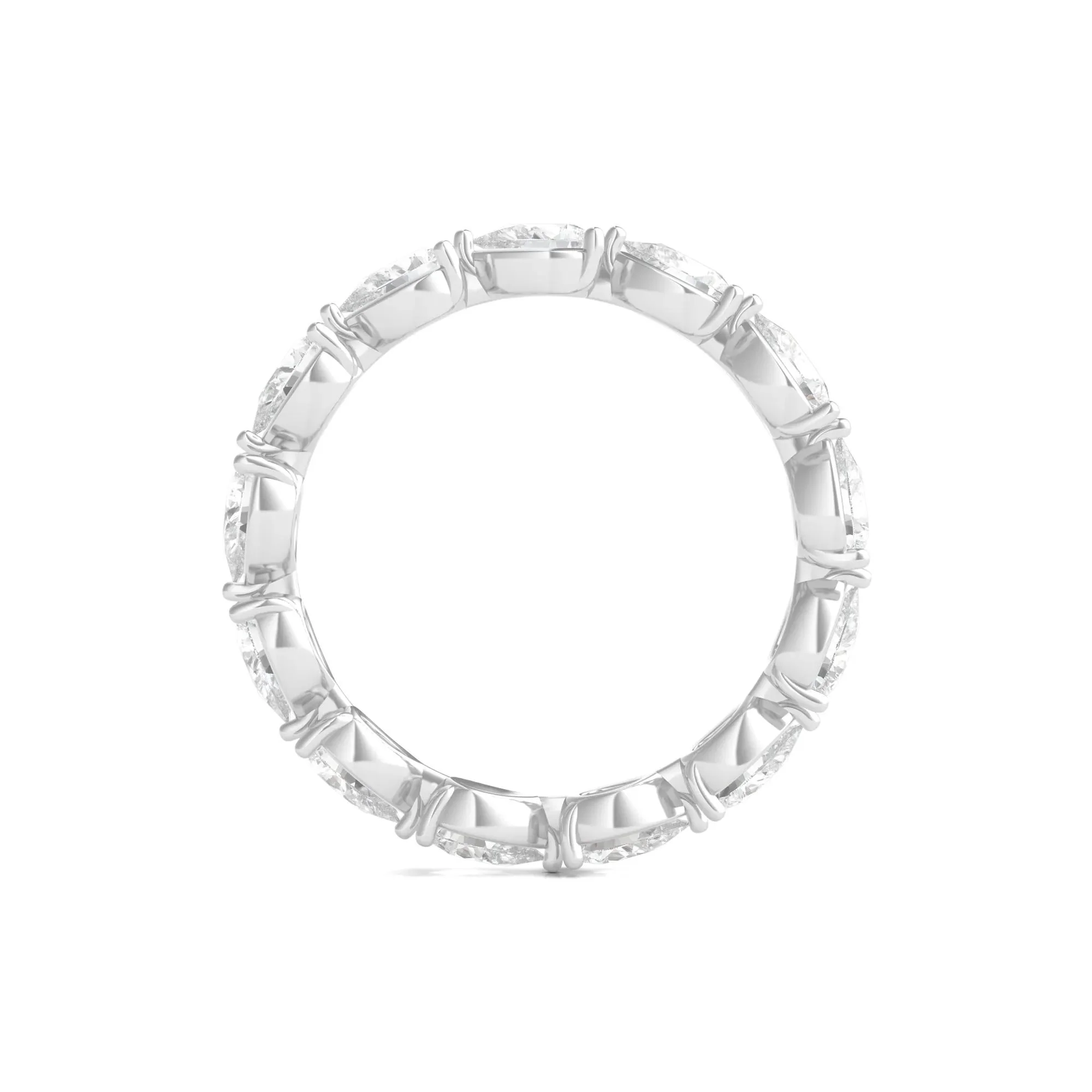 2 CT. Tw. Pear-Cut Lab Grown Diamond Eternity Band Ring 14K White Gold Size 6 - Image 2