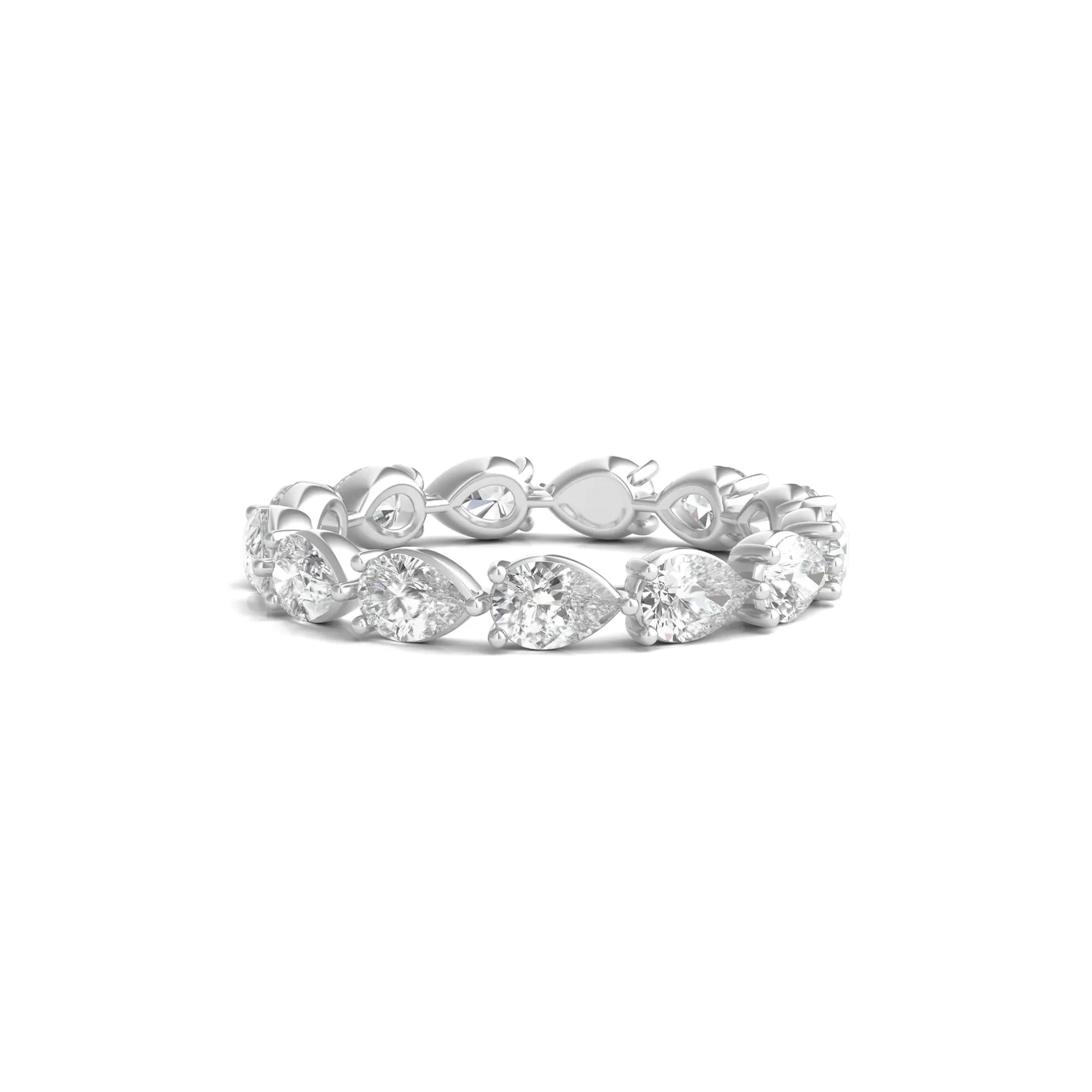 2 CT. Tw. Pear-Cut Lab Grown Diamond Eternity Band Ring 14K White Gold Size 6.5