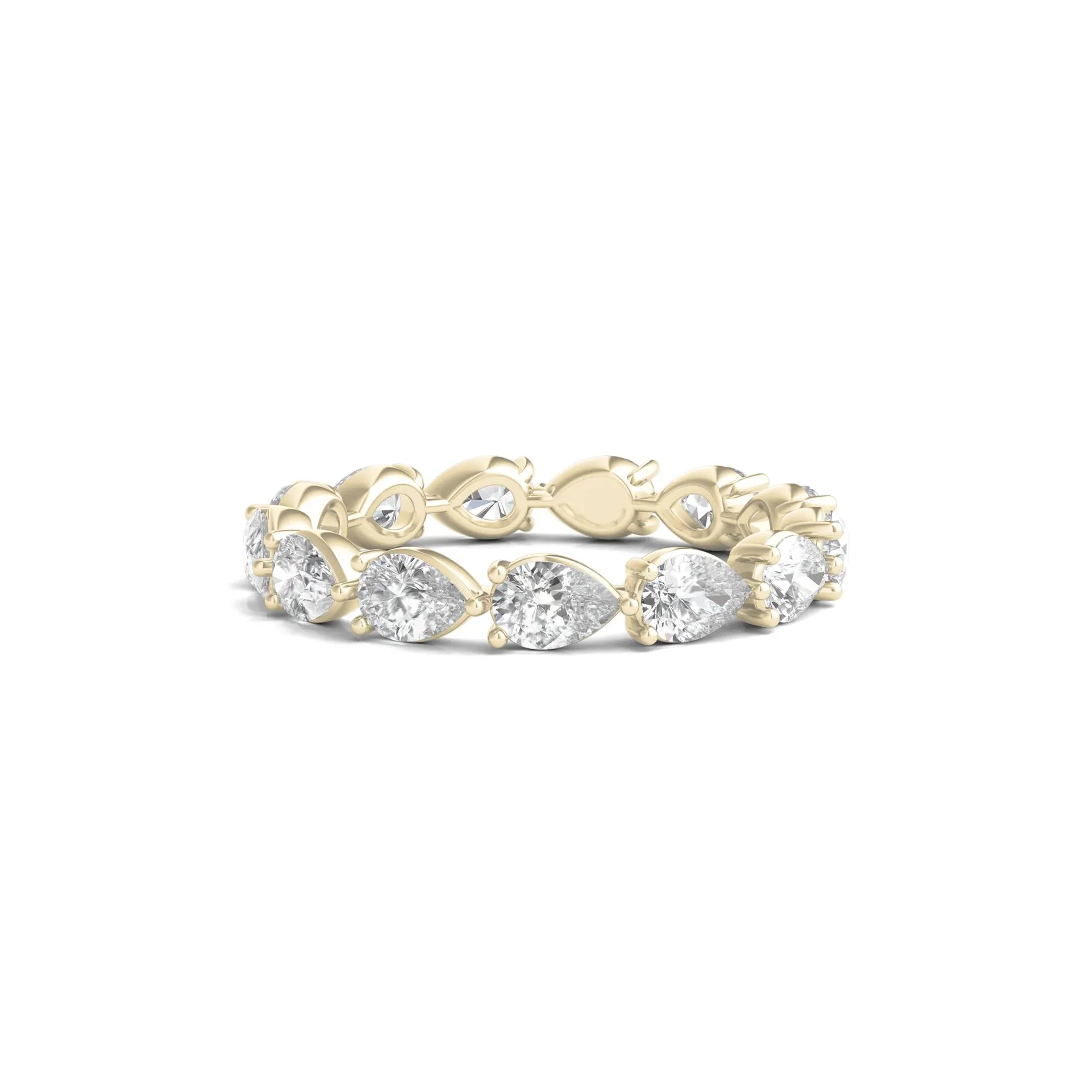 2 CT. Tw. Pear-Cut Lab Grown Diamond Eternity Band Ring 14K Yellow Gold Size 8.5