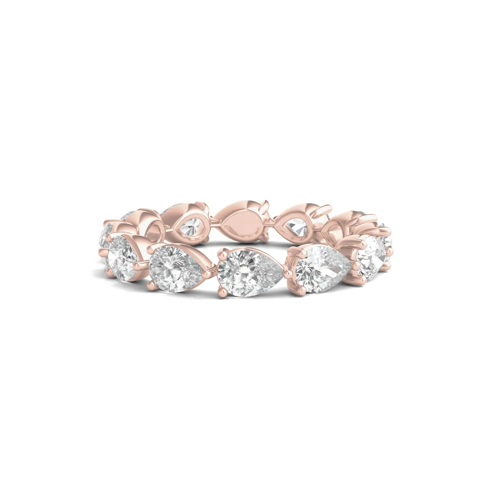 3 CT. Tw. Pear-Cut Lab Grown Diamond Eternity Band Ring 14K Rose Gold Size 4