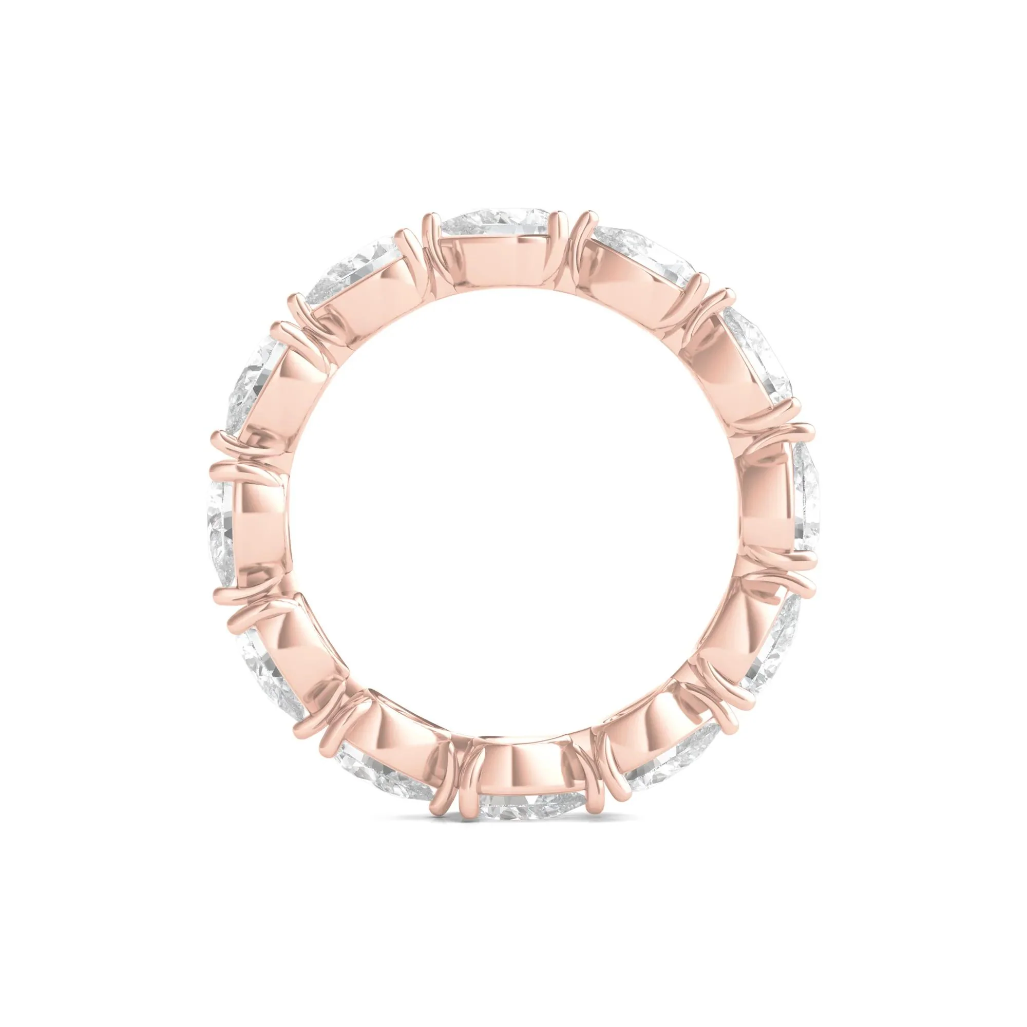 3 CT. Tw. Pear-Cut Lab Grown Diamond Eternity Band Ring 14K Rose Gold Size 6 - Image 2