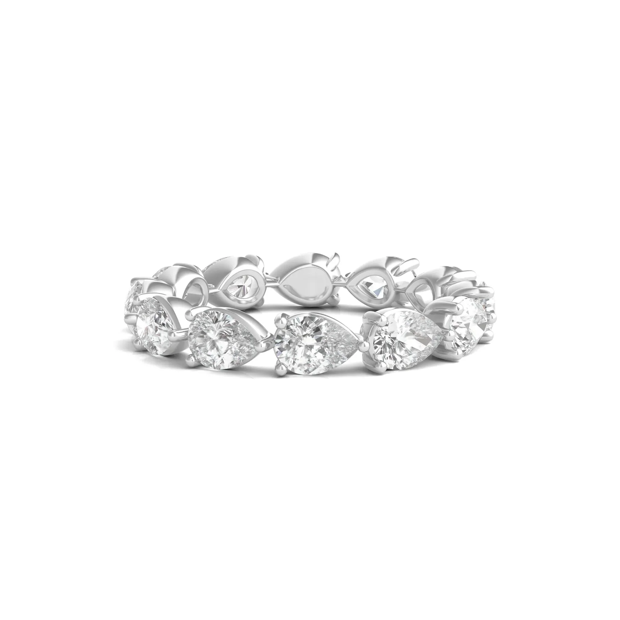 3 CT. Tw. Pear-Cut Lab Grown Diamond Eternity Band Ring 14K White Gold Size 6.5