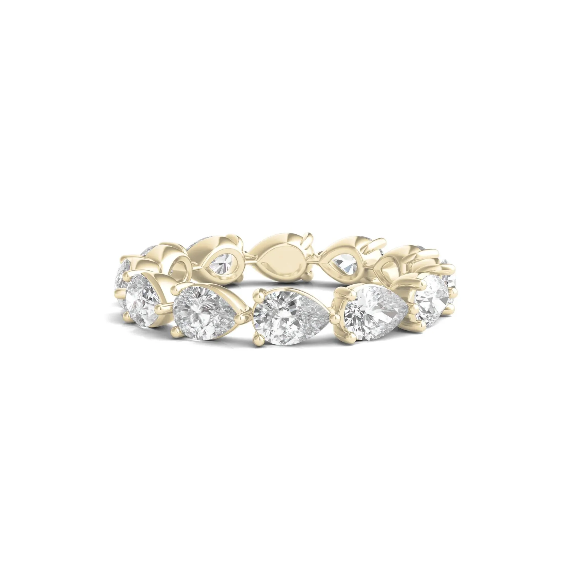 3 CT. Tw. Pear-Cut Lab Grown Diamond Eternity Band Ring 14K Yellow Gold Size 4.5