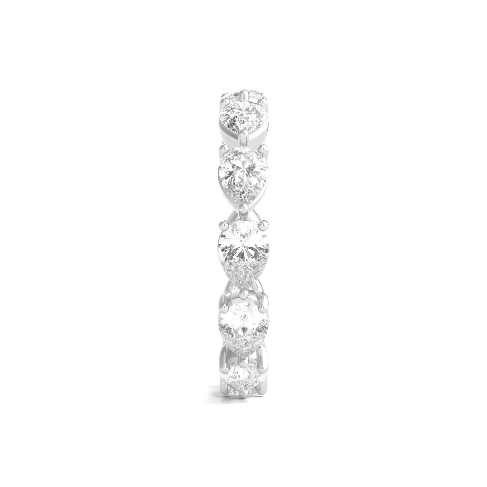 3 CT. Tw. Pear-Cut Lab Grown Diamond Eternity Band Ring Platinum White Size 5 - Image 3