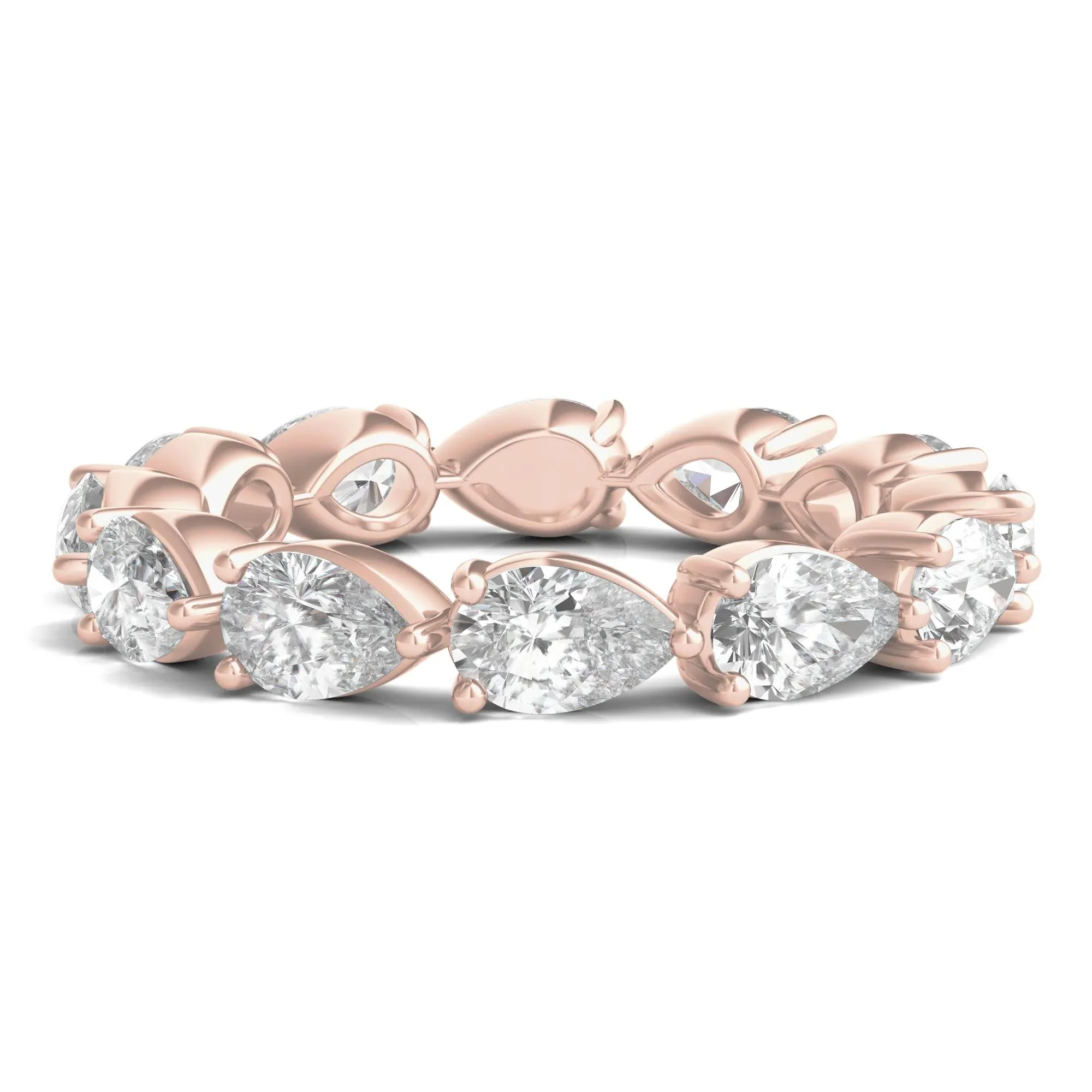 4 CT. Tw. Pear-Cut Lab Grown Diamond Eternity Band Ring 14K Rose Gold Size 7