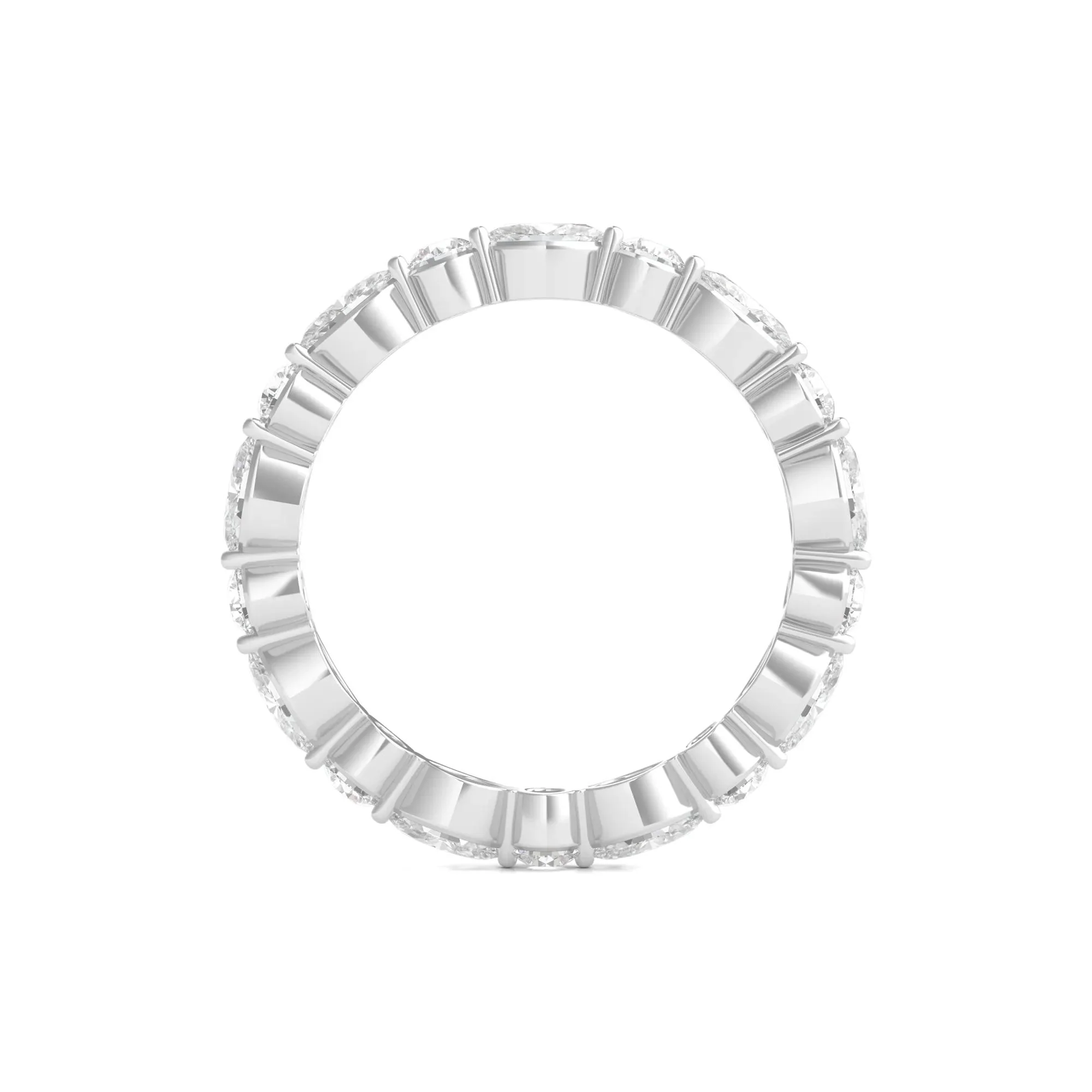 1/2 CT. Tw. Round and Marquise-Cut Lab Grown Diamond Eternity Band Ring 14K White Gold Size 5.5 2mm - Image 2