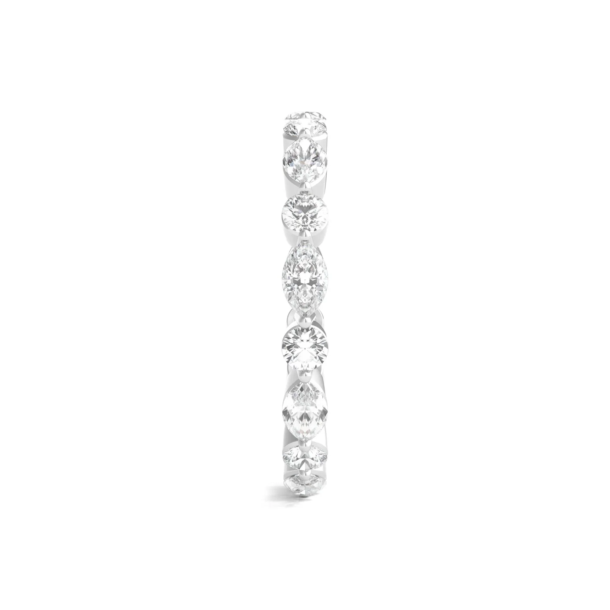1/2 CT. Tw. Round and Marquise-Cut Lab Grown Diamond Eternity Band Ring 14K White Gold Size 6.5 2mm - Image 3