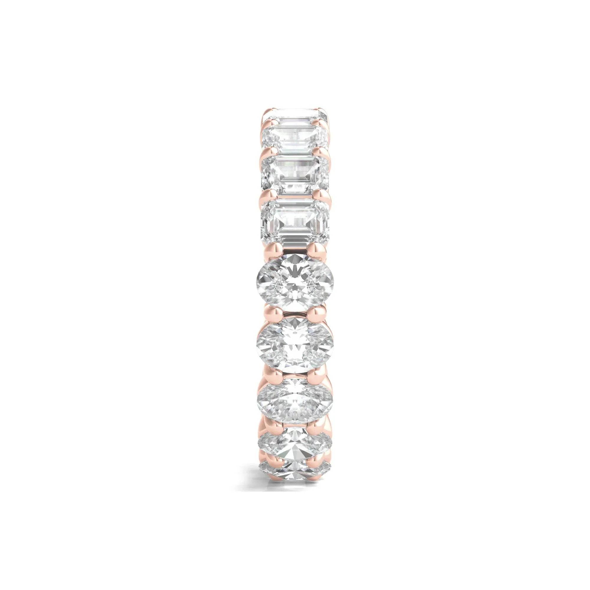 4 CT. Tw. Oval and Emerald-Cut Lab Grown Diamond Eternity Band Ring 14K Rose Gold Size 6 - Image 3