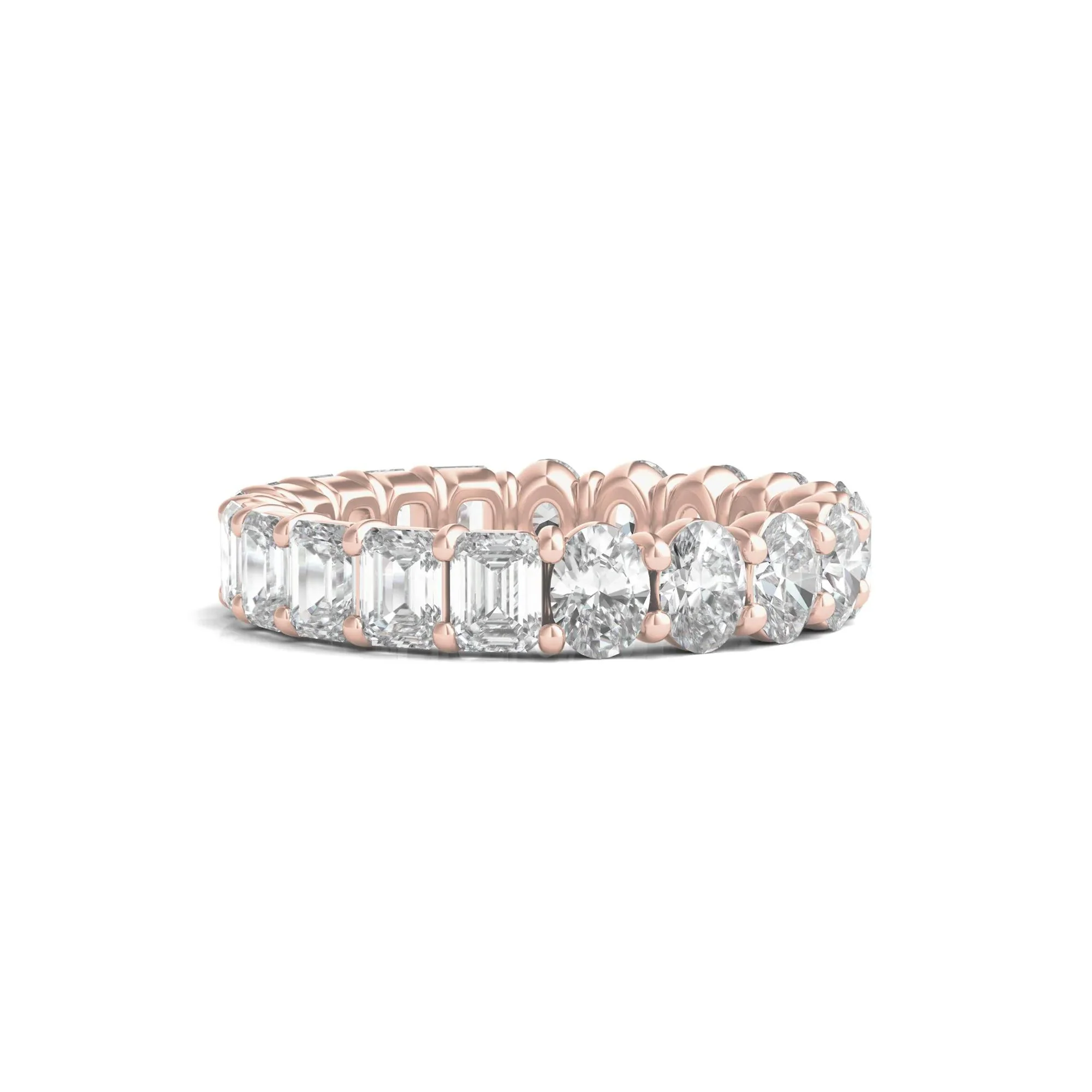 4 CT. Tw. Oval and Emerald-Cut Lab Grown Diamond Eternity Band Ring 14K Rose Gold Size 8