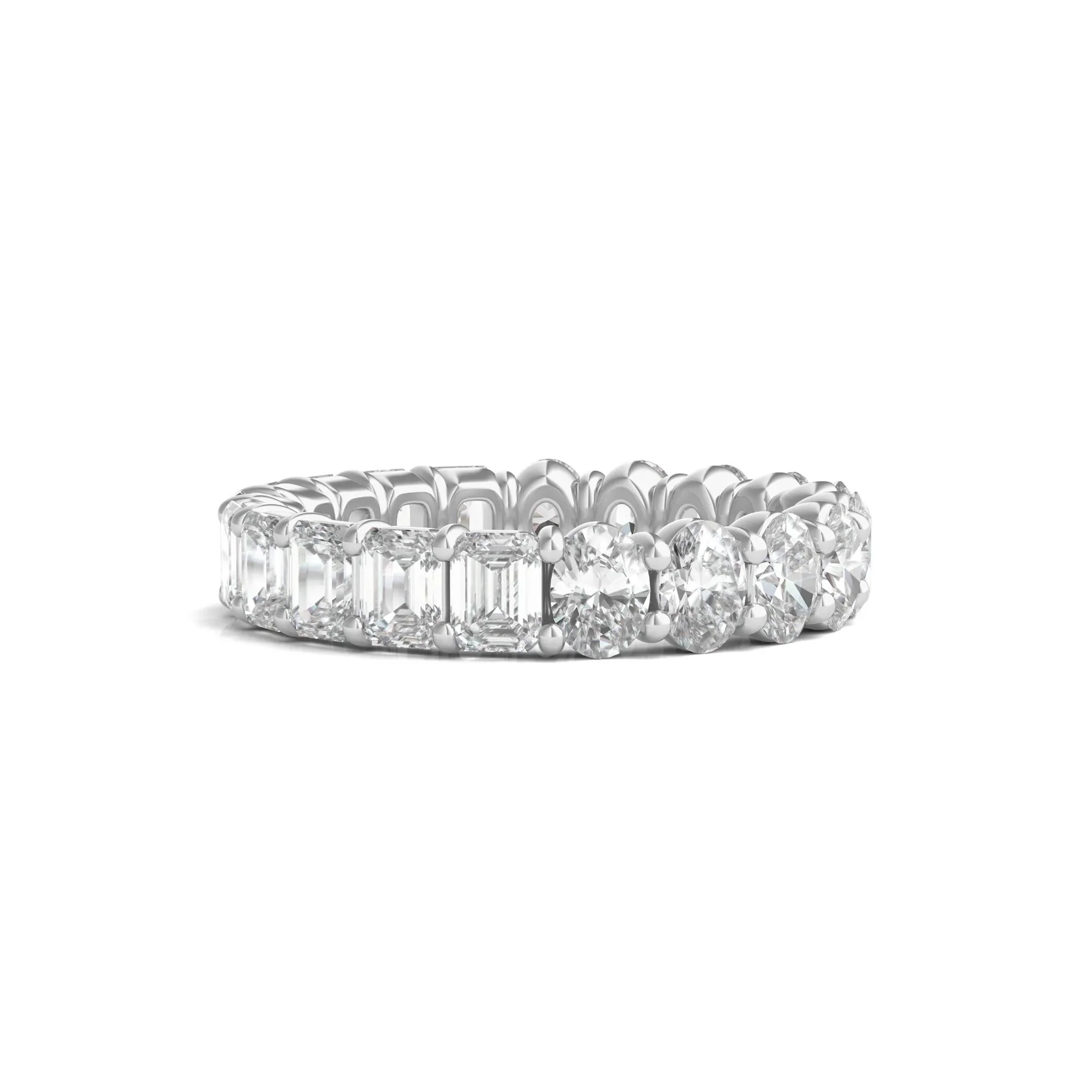 4 CT. Tw. Oval and Emerald-Cut Lab Grown Diamond Eternity Band Ring 14K White Gold Size 5.5