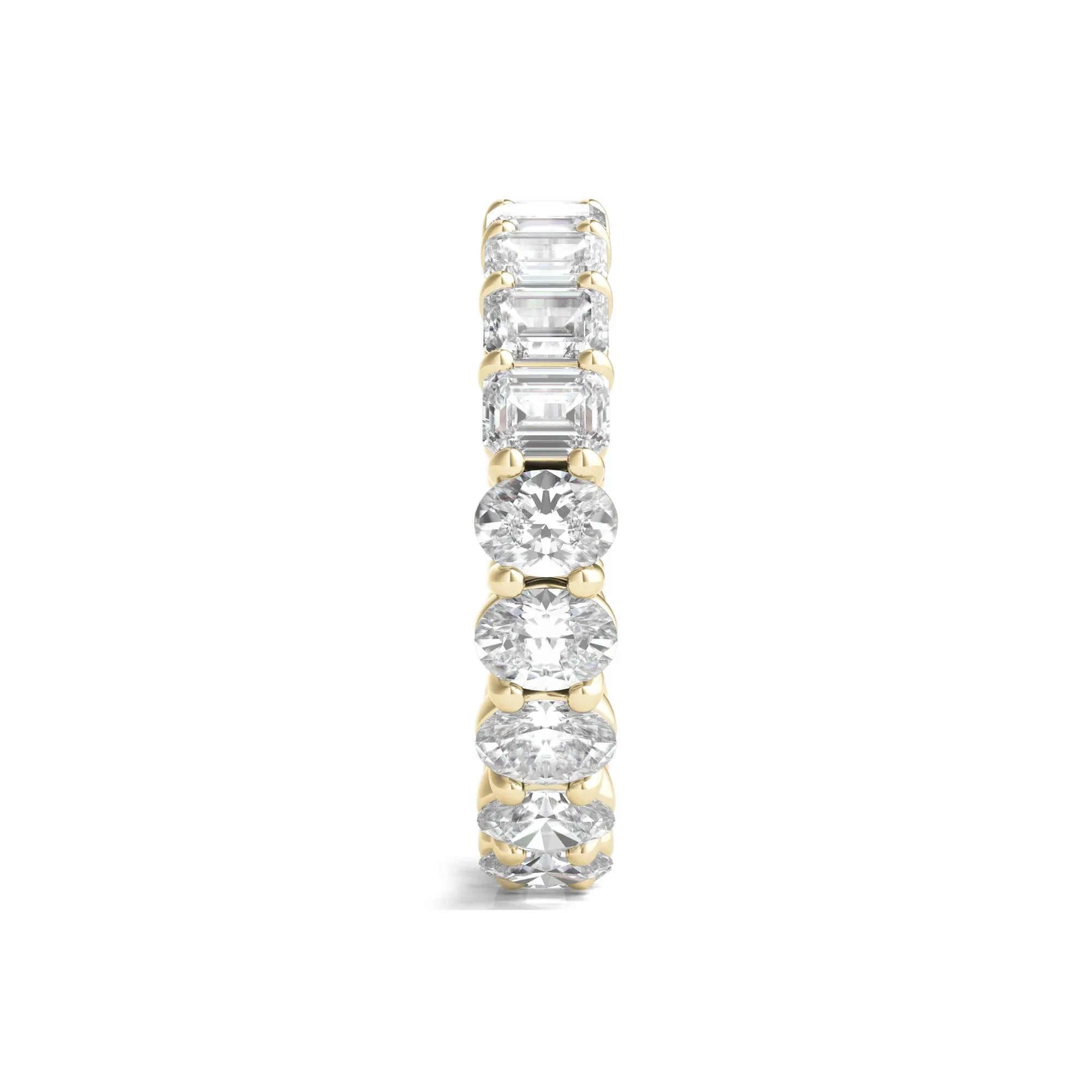 4 CT. Tw. Oval and Emerald-Cut Lab Grown Diamond Eternity Band Ring 14K Yellow Gold Size 4 - Image 3