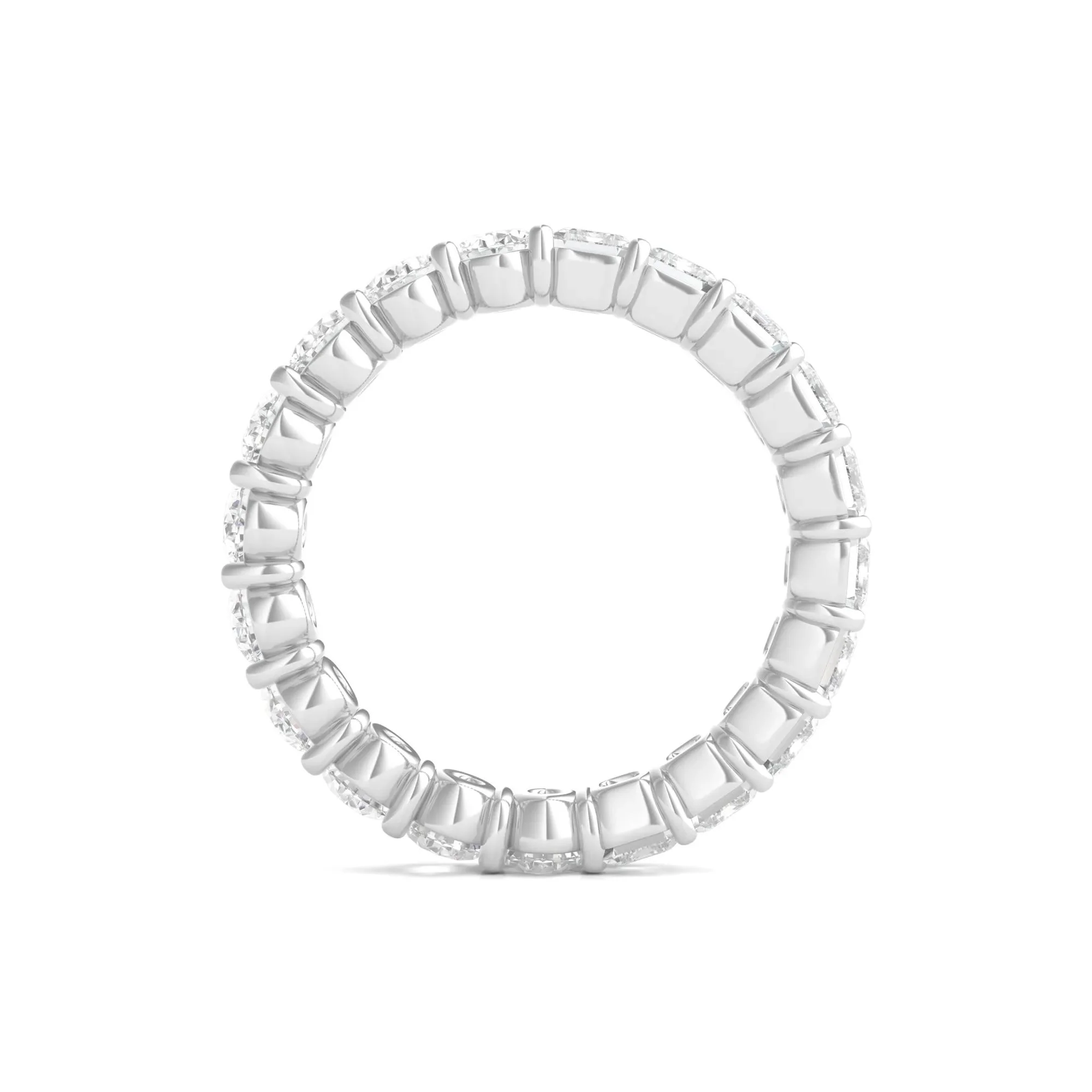 4 CT. Tw. Oval and Emerald-Cut Lab Grown Diamond Eternity Band Ring Platinum White Size 5.5 - Image 2