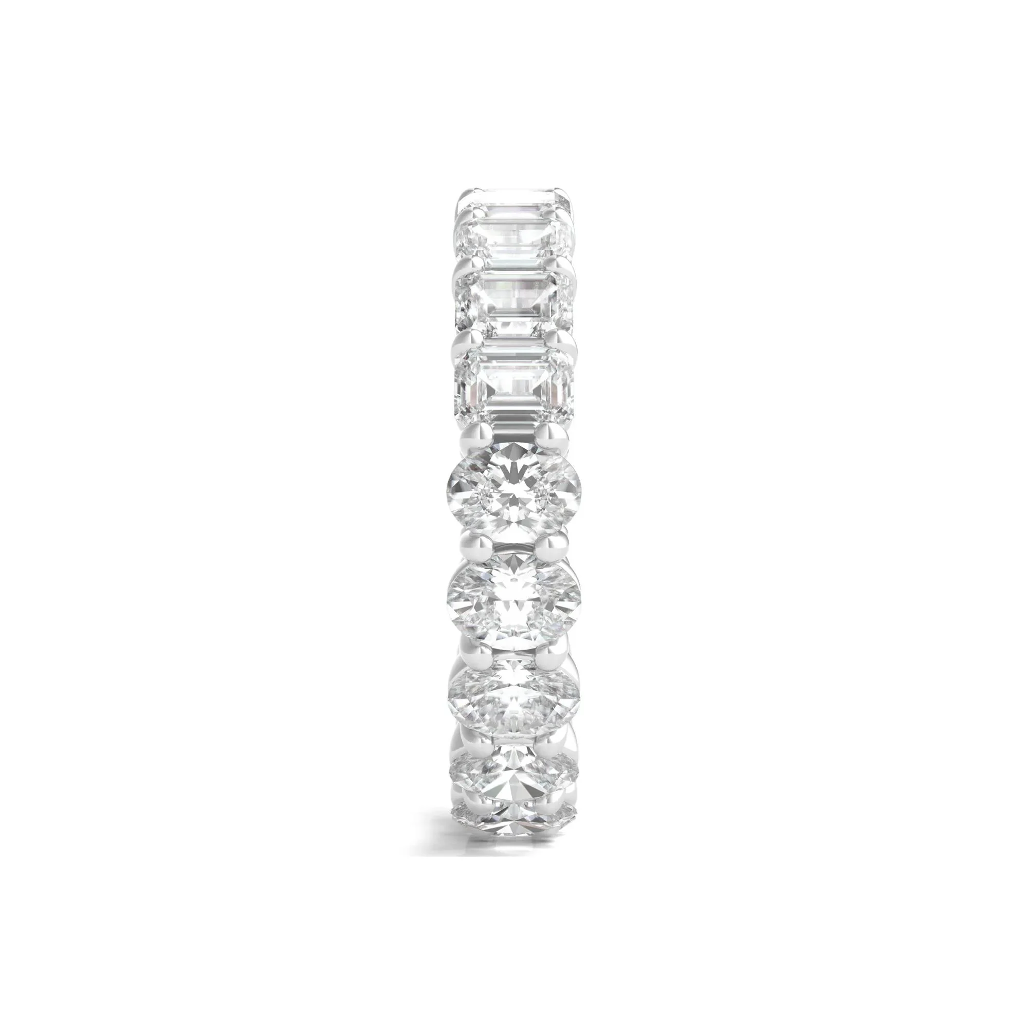 4 CT. Tw. Oval and Emerald-Cut Lab Grown Diamond Eternity Band Ring Platinum White Size 5.5 - Image 3