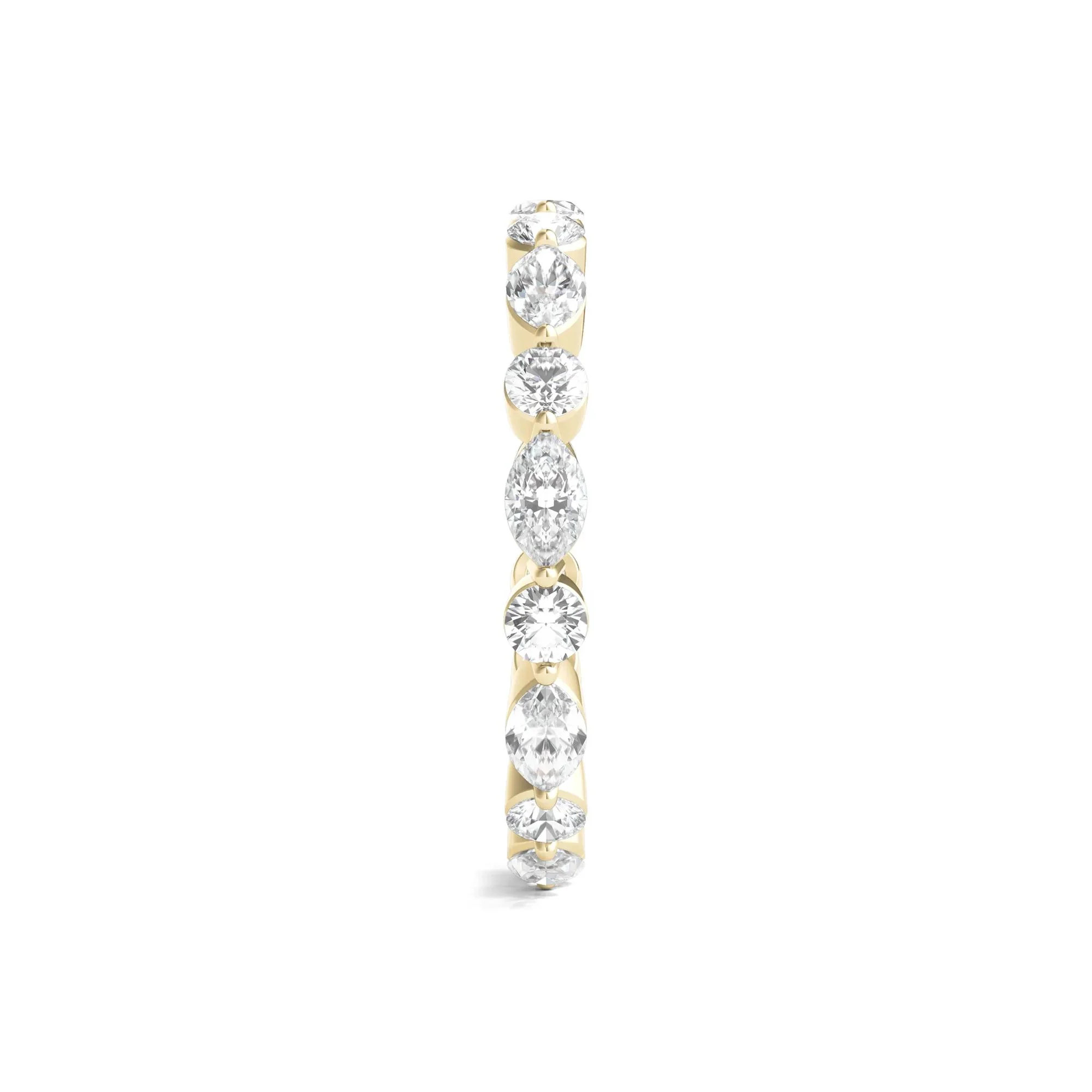 1/2 CT. Tw. Round and Marquise-Cut Lab Grown Diamond Eternity Band Ring 14K Yellow Gold Size 4 2mm - Image 3