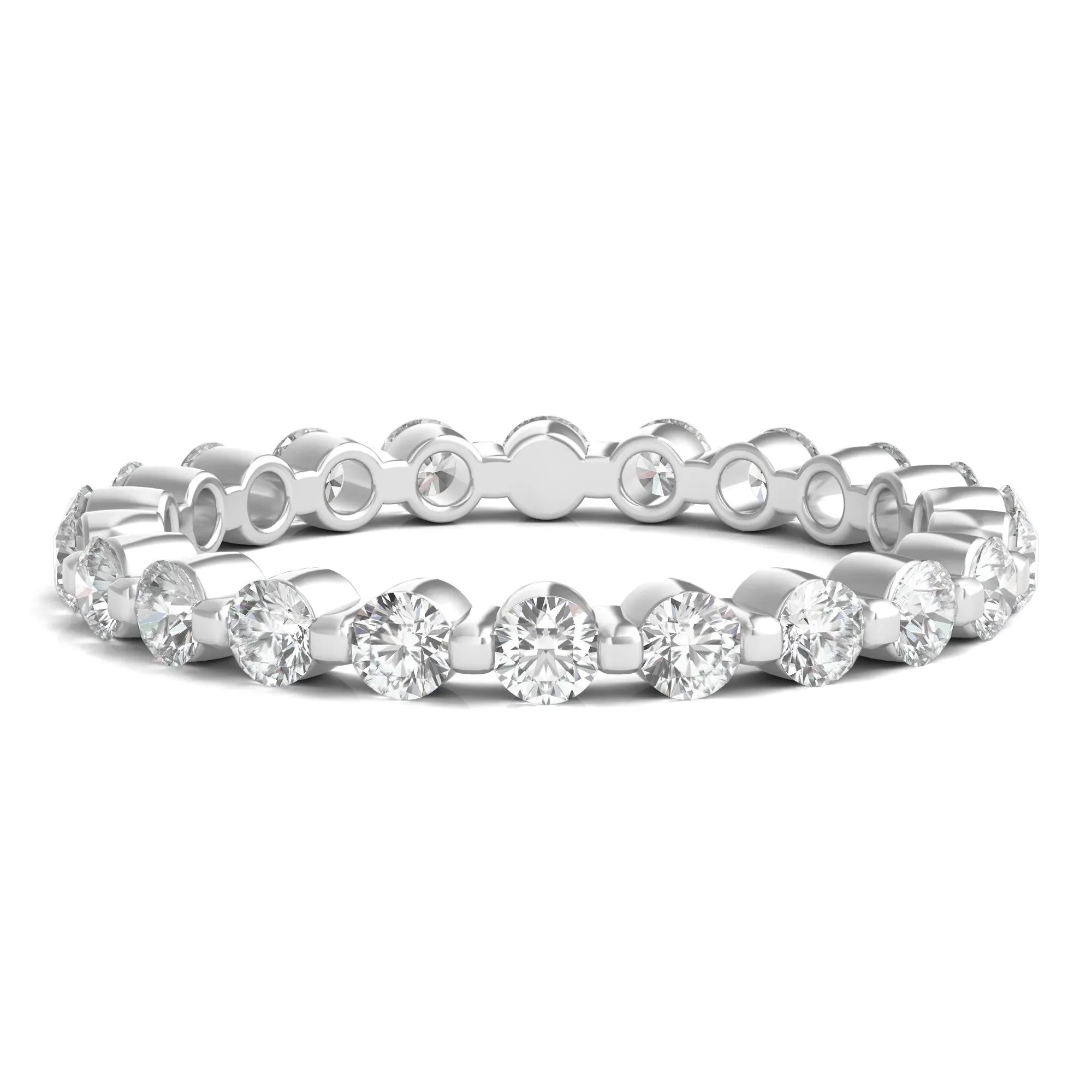 1 CT. Tw. Round Brilliant-Cut Lab Grown Diamond Eternity Band Ring 14K White Gold Size 9