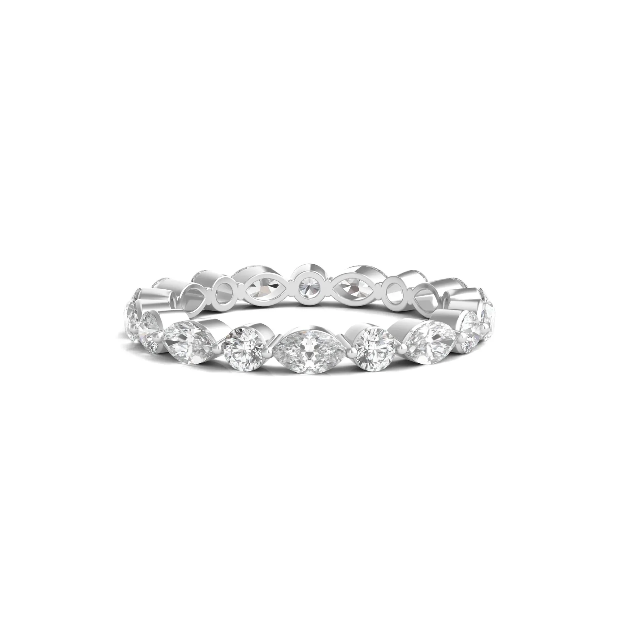 1/2 CT. Tw. Round and Marquise-Cut Lab Grown Diamond Eternity Band Ring Platinum White Size 5.5 2mm