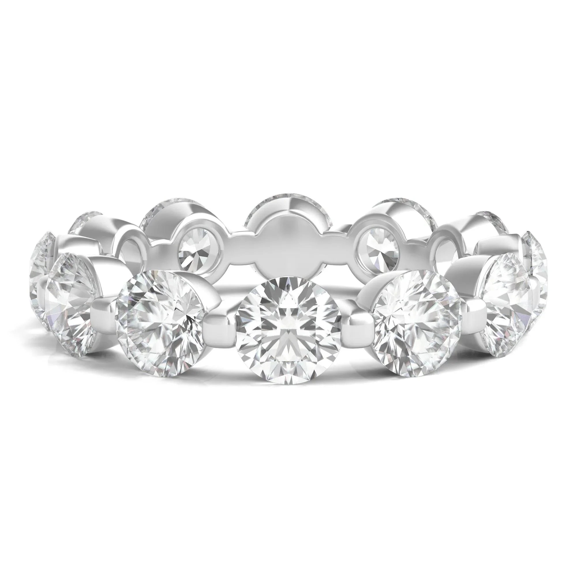 5 CT. Tw. Round Brilliant-Cut Lab Grown Diamond Eternity Band Ring 14K White Gold Size 6.5