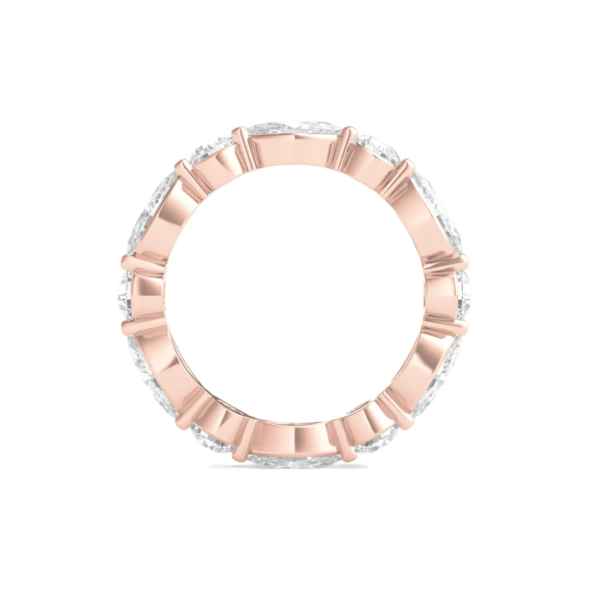 3 CT. Tw. Round and Marquise Lab Grown Diamond Eternity Band Ring 14K Rose Gold Size 5 3mm - Image 2