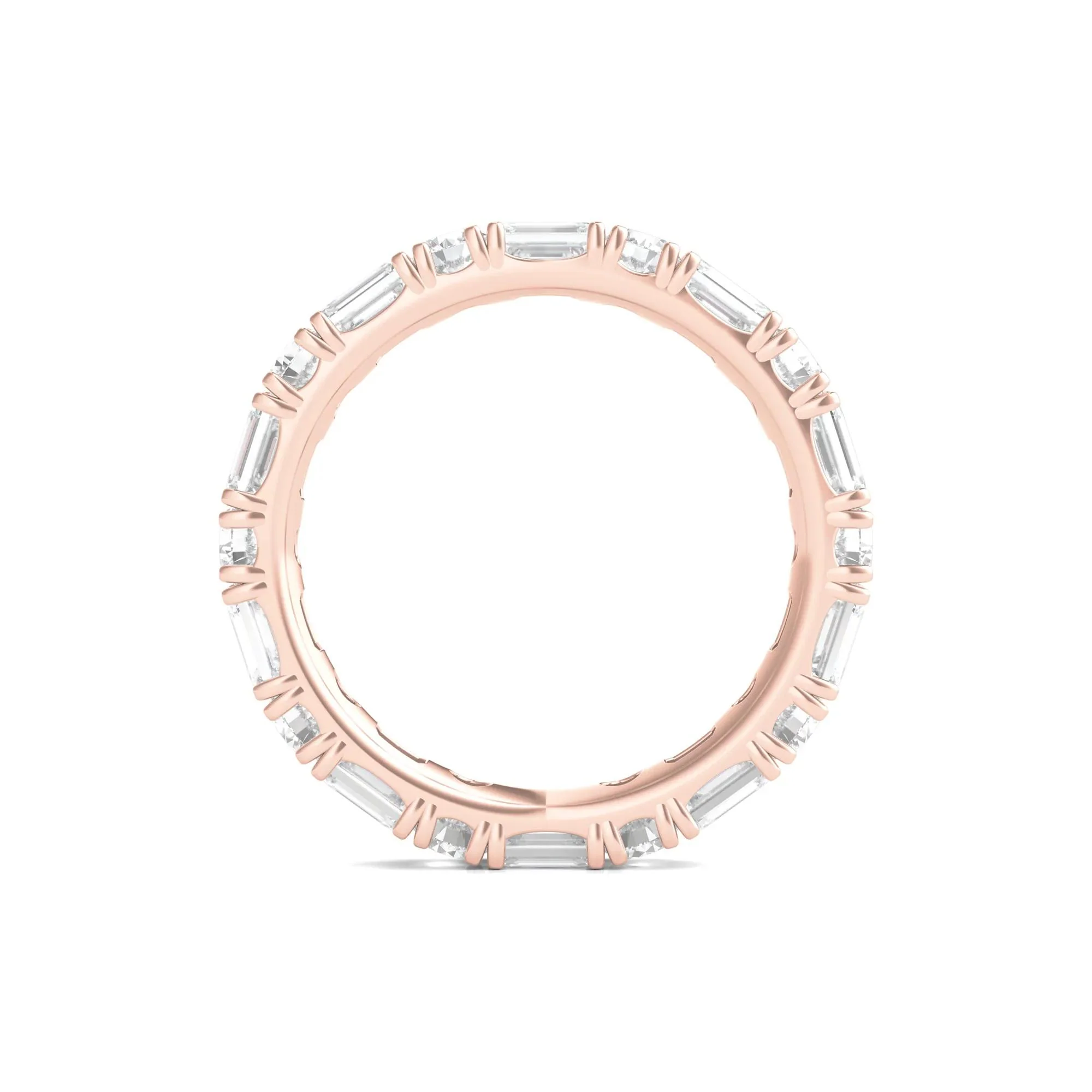 3 CT. Tw. Round and Emerald-Cut Lab Grown Diamond Eternity Band Ring 14K Rose Gold Size 8.5 - Image 2