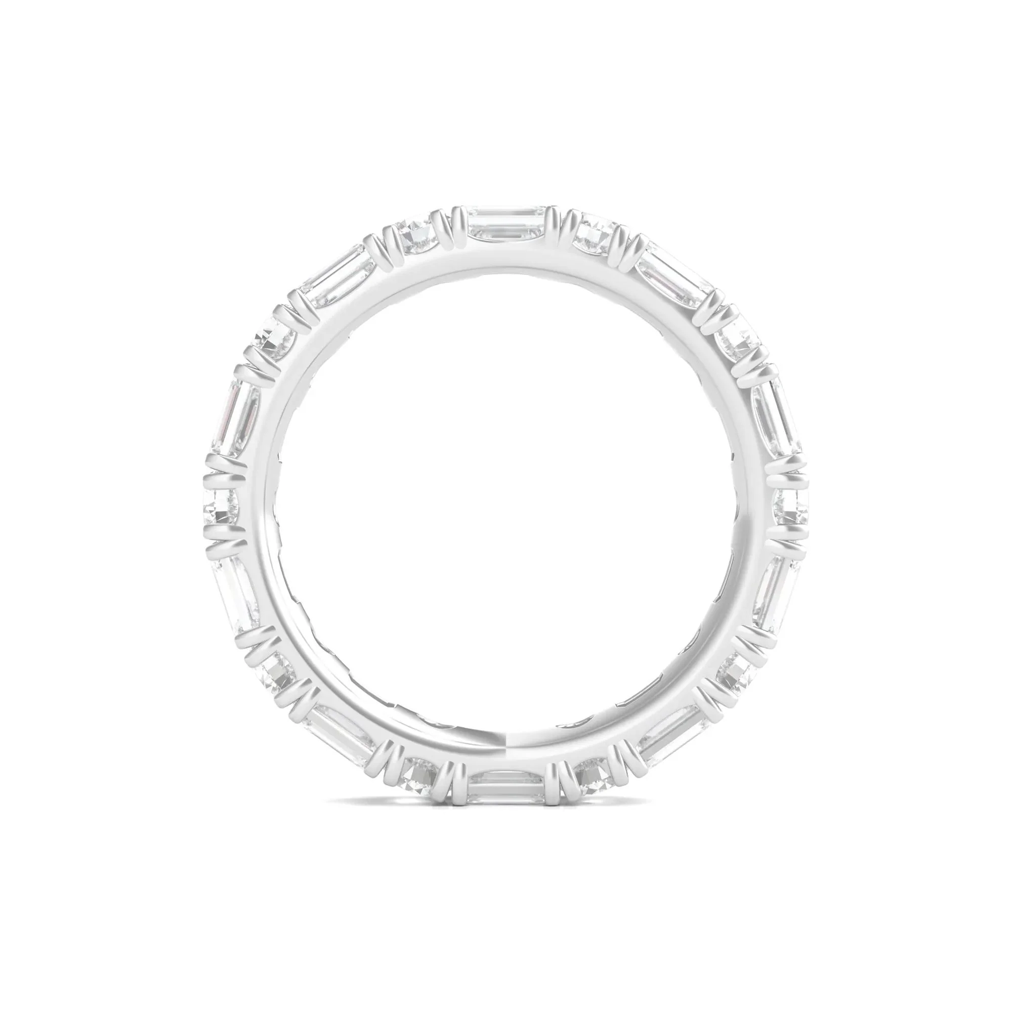 3 CT. Tw. Round and Emerald-Cut Lab Grown Diamond Eternity Band Ring 14K White Gold Size 7.5 - Image 2