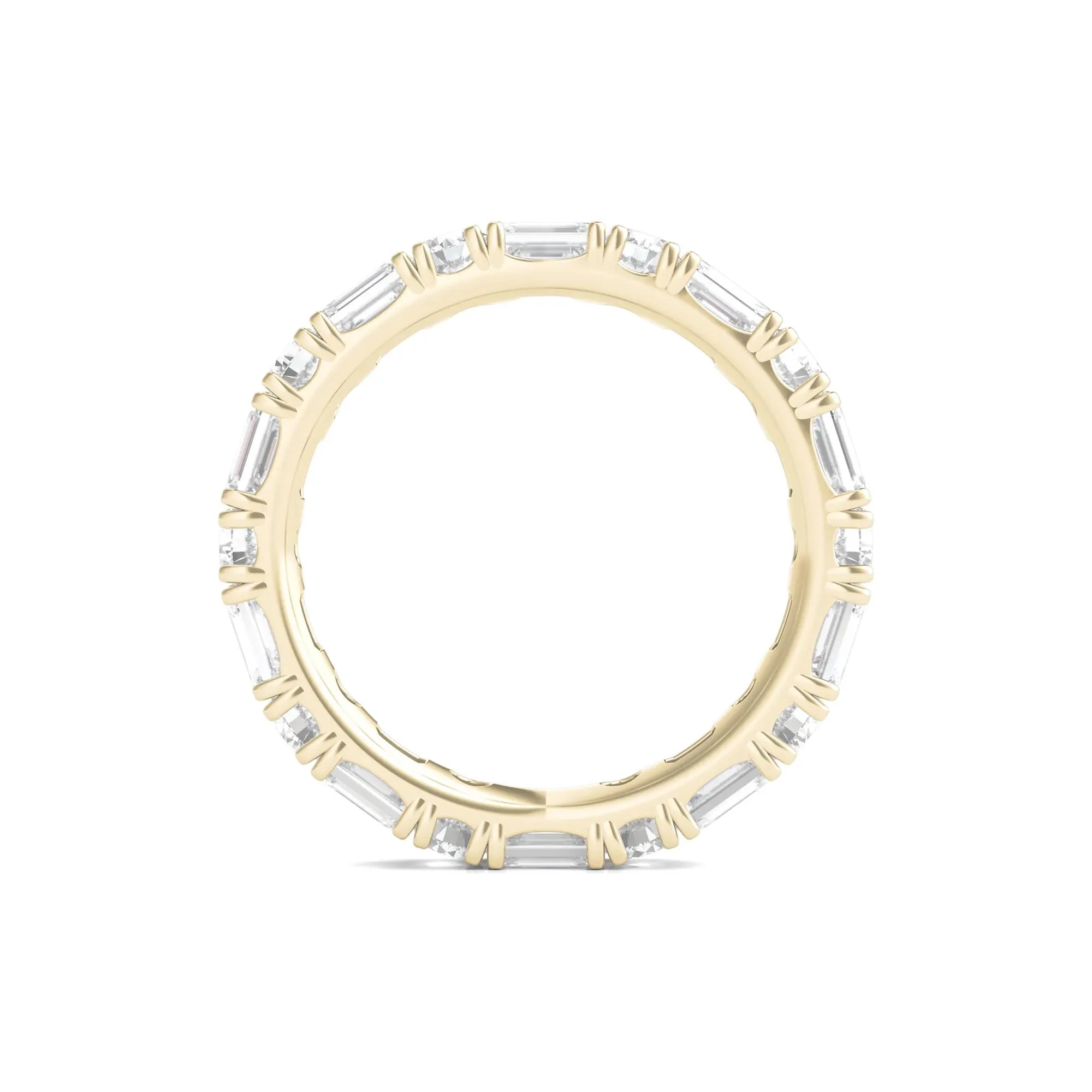 3 CT. Tw. Round and Emerald-Cut Lab Grown Diamond Eternity Band Ring 14K Yellow Gold Size 4 - Image 2