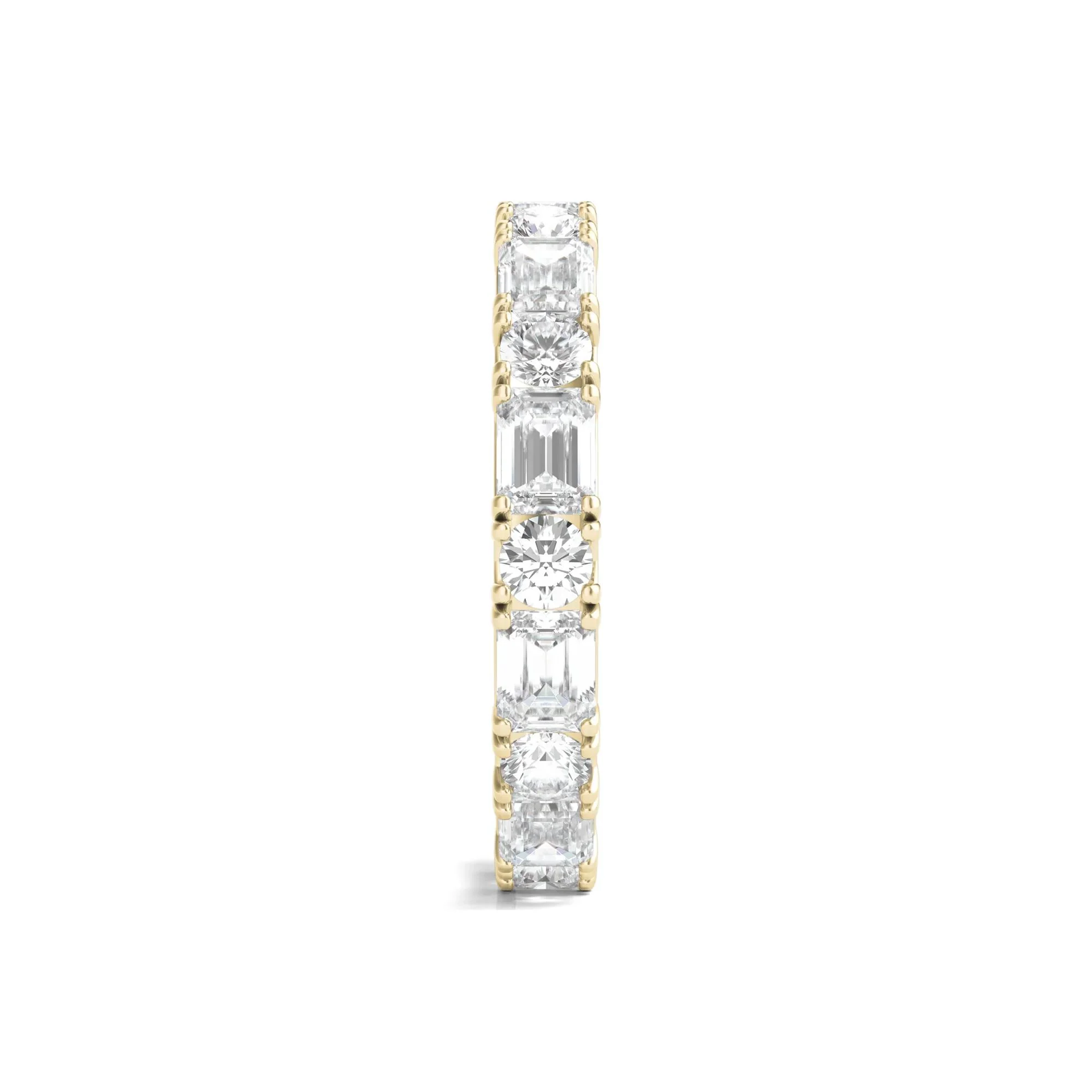 3 CT. Tw. Round and Emerald-Cut Lab Grown Diamond Eternity Band Ring 14K Yellow Gold Size 7.5 - Image 3