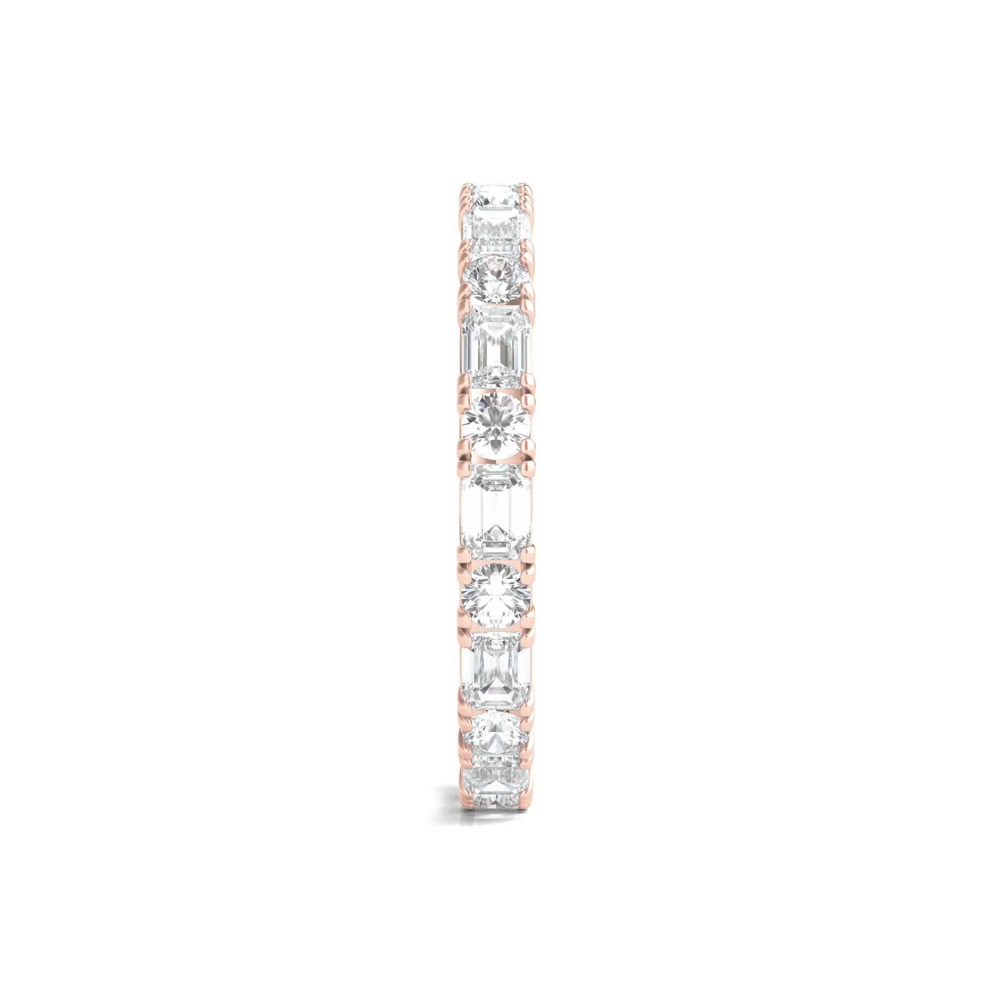 1/2 CT. Tw. Round and Emerald-Cut Lab Grown Diamond Eternity Band Ring 14K Rose Gold Size 5.5 - Image 3