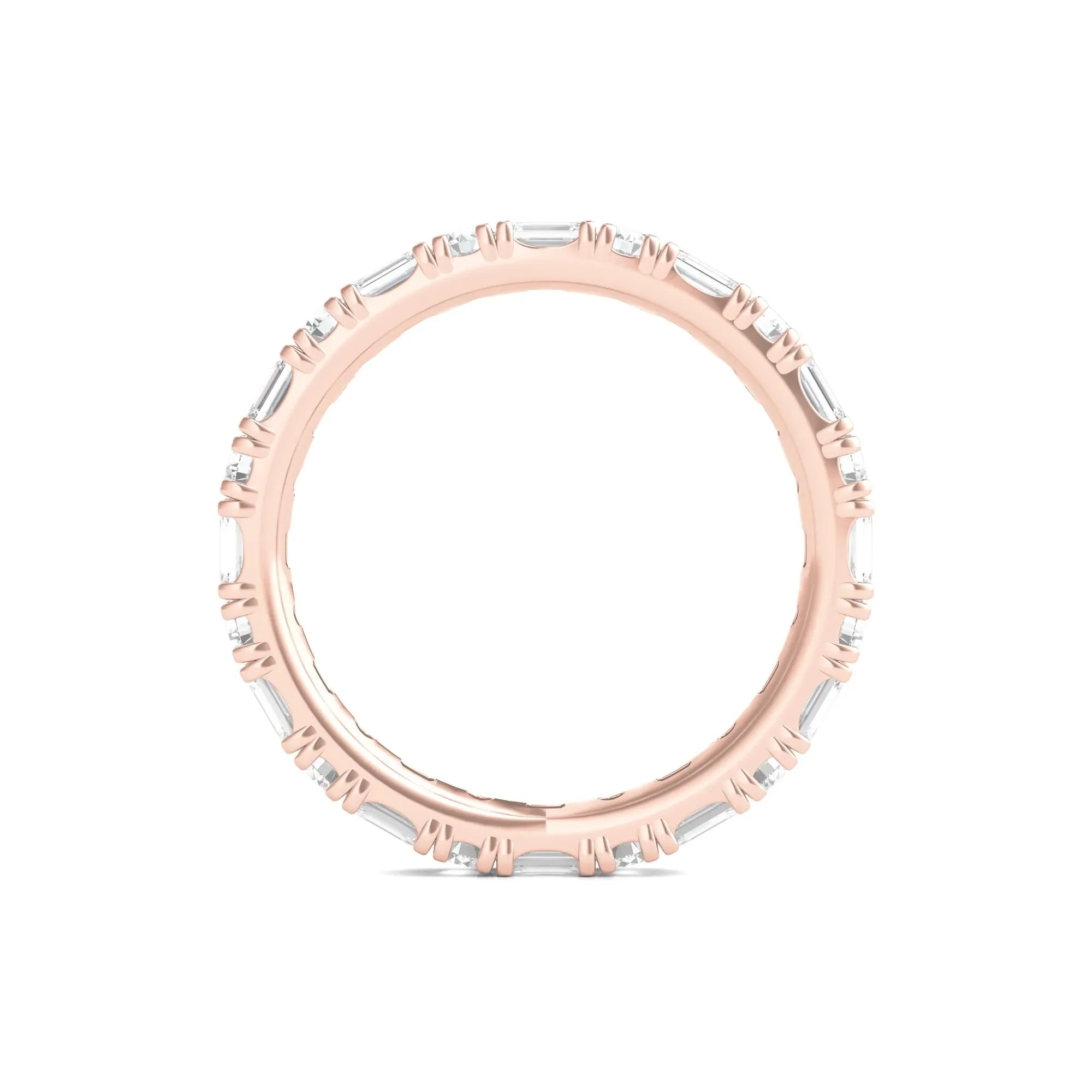 1/2 CT. Tw. Round and Emerald-Cut Lab Grown Diamond Eternity Band Ring 14K Rose Gold Size 9 - Image 2